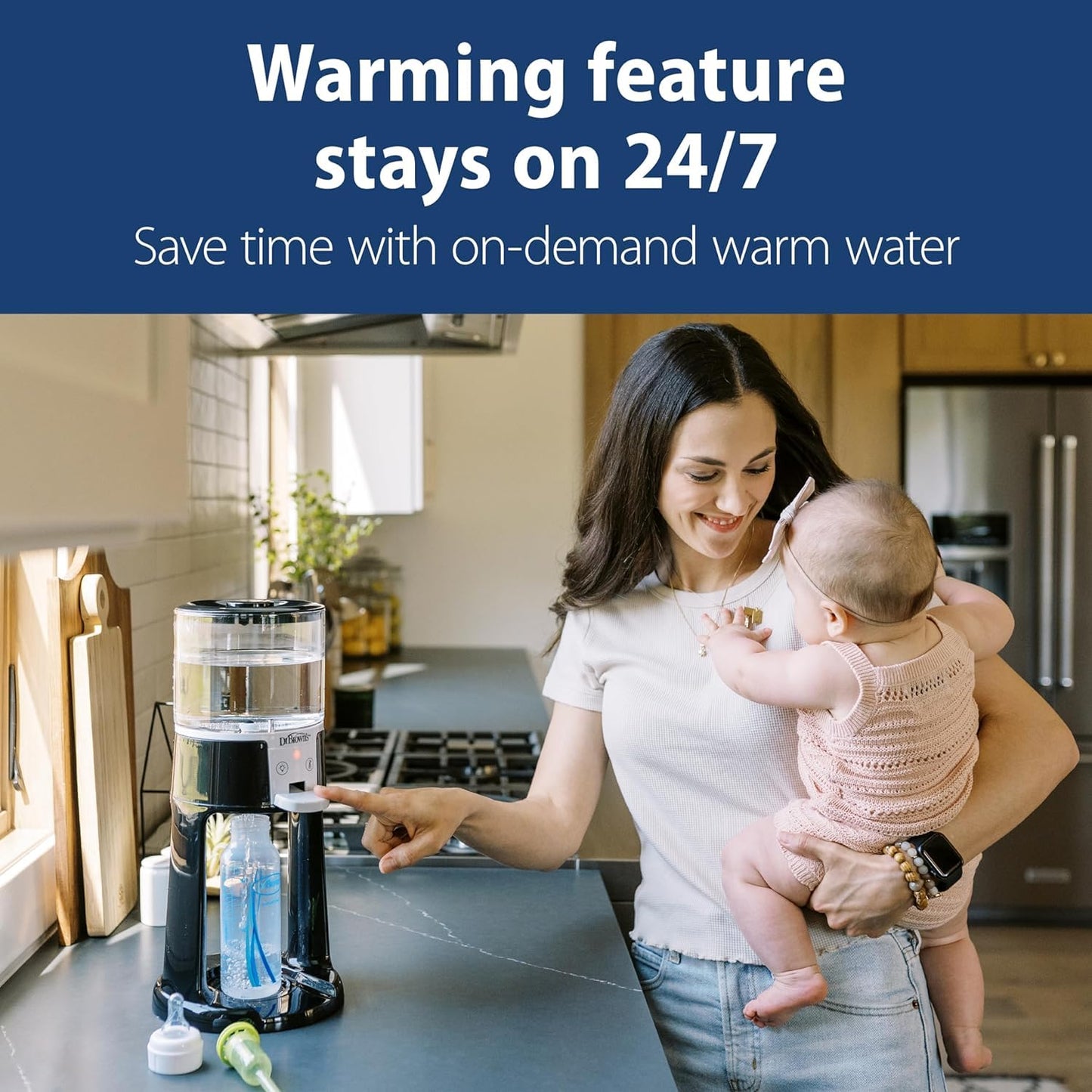 Dr. Brown's Insta-Prep Warm Water Dispenser with Baby Formula Dispenser, Blue