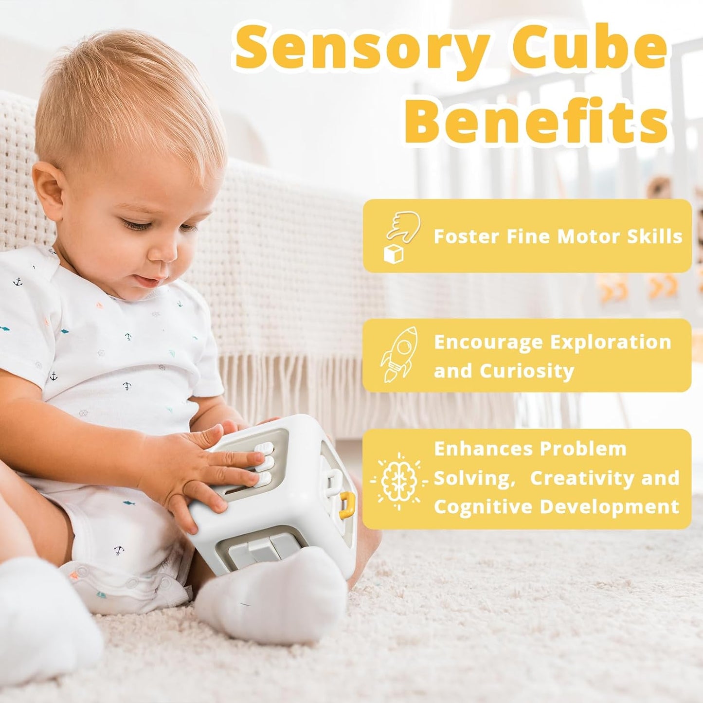 Busy Cube Toys for 1 Year Old Boy, Montessori Toys for 1+ Year Old, Travel Sensory Toys for Toddlers 1-3, Learning Fine Motor Skills| 1st Birthday Gifts Boy 12 Months +