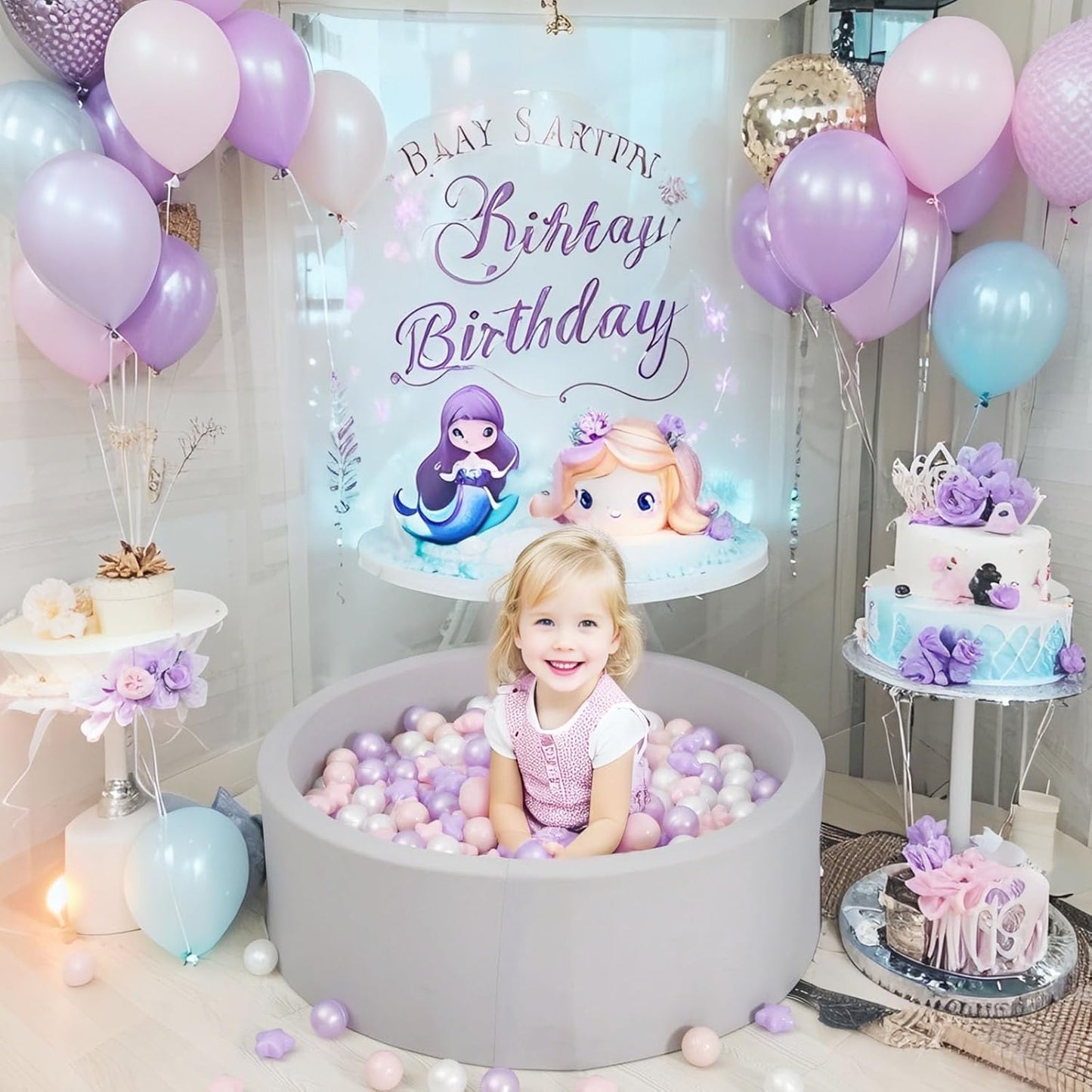 GOGOSO Balls for Ball Pit - Plastic Ball for Toddlers 1-3, Baby Kids Ball Pool Decoration 50 100 200 300 500 1000 (A Purple+Pink+White+Clear, 200 Balls)