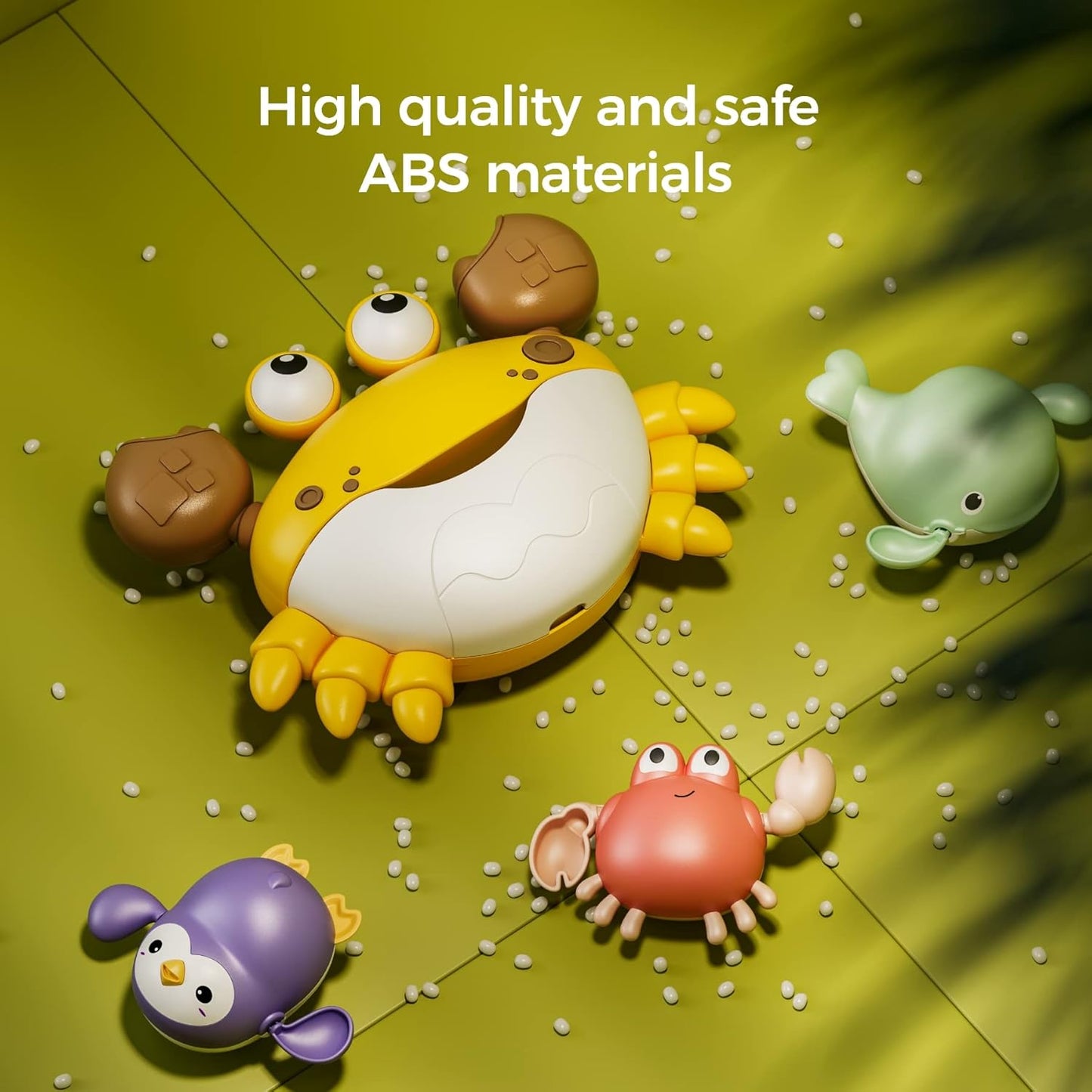 TUMAMA Baby Bath Toy,Bath Bubble Maker Machine with Music,3 Wind-Up Bathtub Toys,Crab Shower Water Toy for Toddlers Kids Boys Grils,4 Pieces