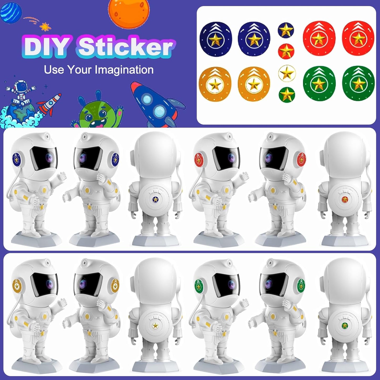 XIAOER Astronaut Galaxy Projector, Robot Star Night Light for Bedroom, Starry Nebula Space Projector Ceiling Lamp with Timer and Remote Control for Kids Adults