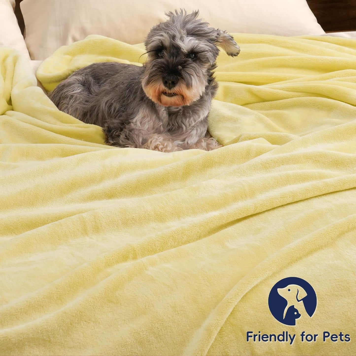 PHF Ultra Soft Fleece Blanket Queen Size, No Shed No Pilling Luxury Plush Cozy 300GSM Lightweight Blanket for Bed, Couch, Chair, Sofa Suitable for All Season, 90" x 90", Yellow