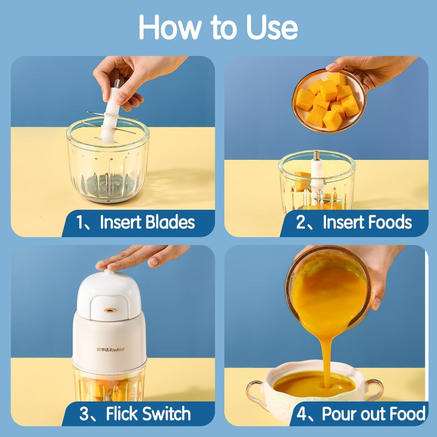 Baby Food Maker - Baby Food Processor for Baby Food, Fruit, Vegatable, Meat, Baby Food Puree Maker Make Fresh and Nutritious Meals for Your Little One, Mini, White, PY-892