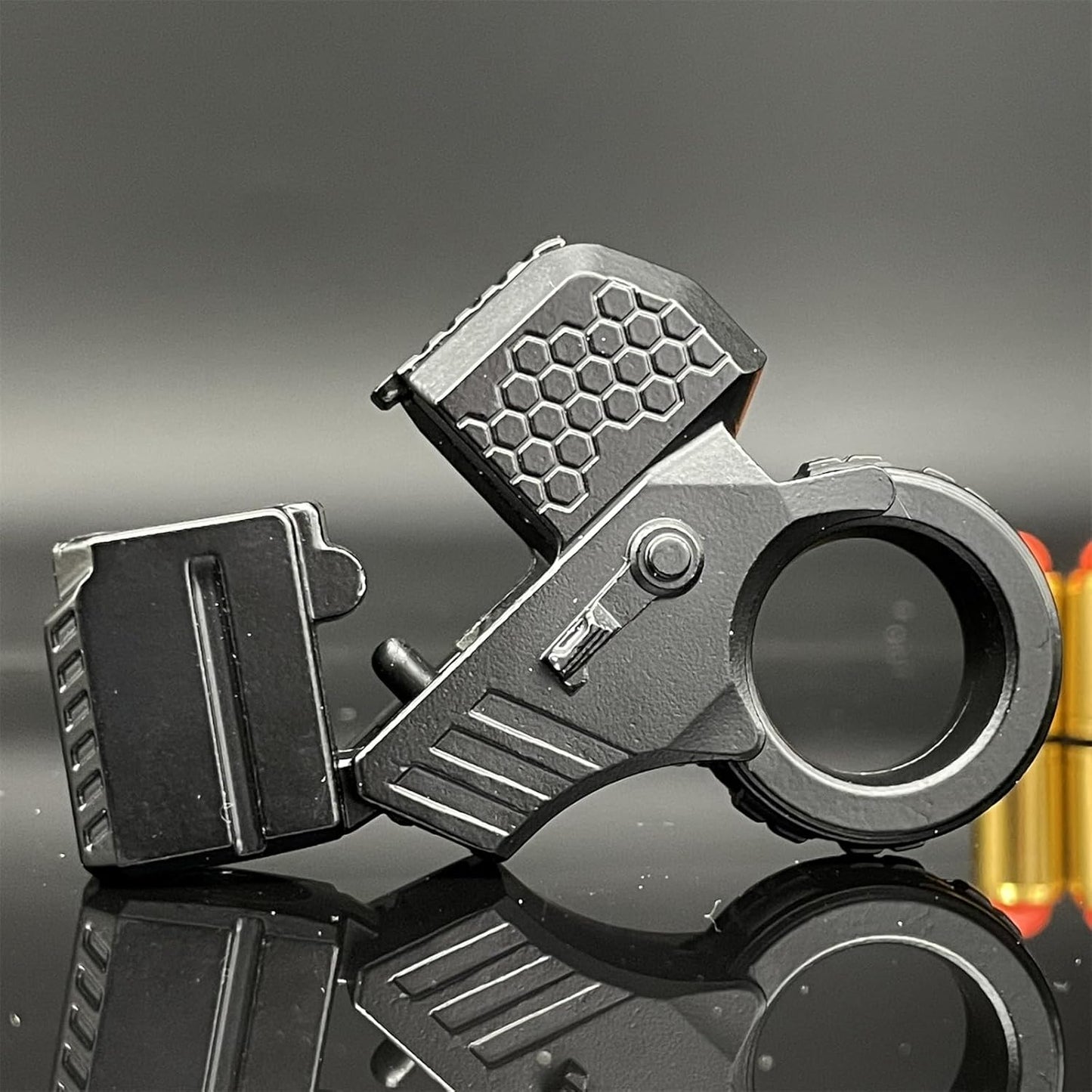 Alloy Gun Shape Fidget Ring EDC Fidget Spinner Metal Hand Spinner Adult Fidget Toys ADHD Tool Anxiety Stress Relief Toys Office Desk Toys (Black)