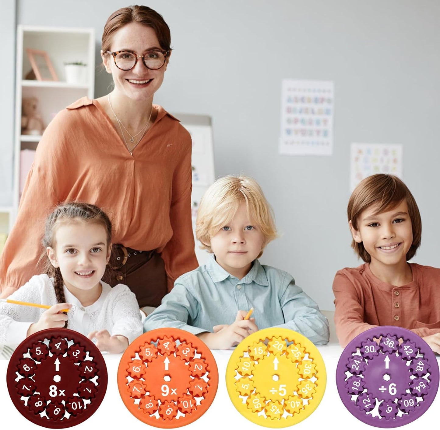 MerryXD Math Fidget Spinners，Smooth Spinning Interactive Learning Toy for Kids Fun Math Games to Relieve Stress Multiplication & Division Math Facts Fidget Spinners