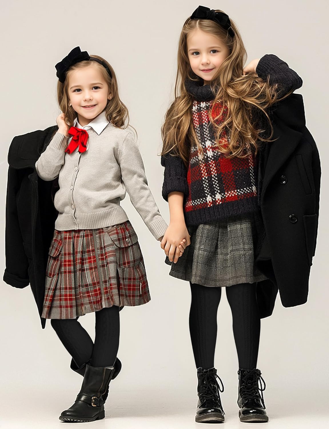 Baby Girls Tights Cable Knit Toddler Leggings Winter Solid Cotton Tights School Stockings 2 Pack 2T-12 Years