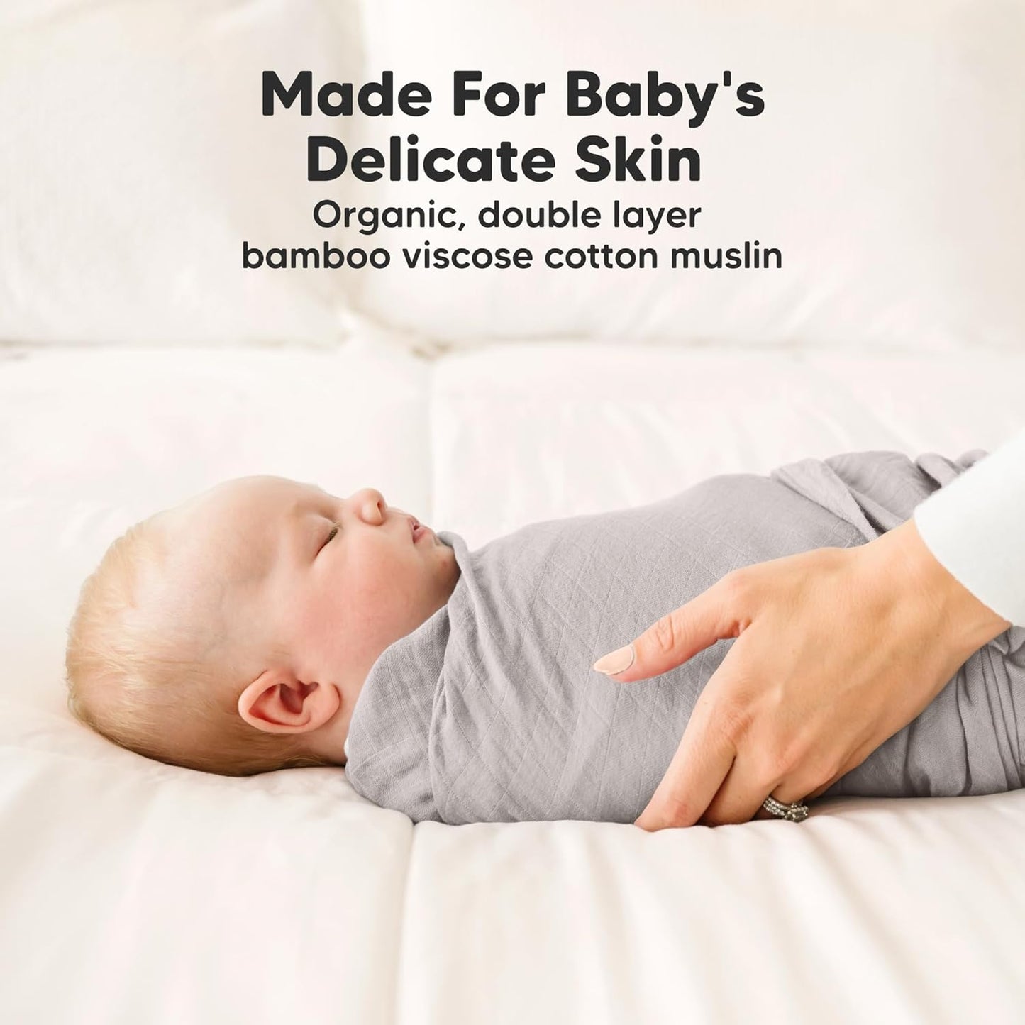 4-Pack Muslin Swaddle Blankets for Boys, Girls - Organic Baby Swaddles for Newborns, Soft & Breathable Receiving Baby Blankets for Girl, Boy, Neutral, Newborn Essentials Gift (Pine)