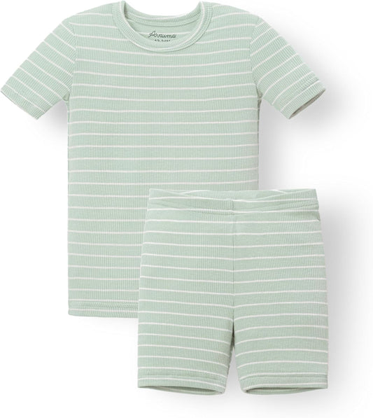 AVAUMA Stripe Pattern Baby Boys Girls Pajama Set Kids Toddler Snug fit Ribbed Sleepwear pjs for Daily Life Style