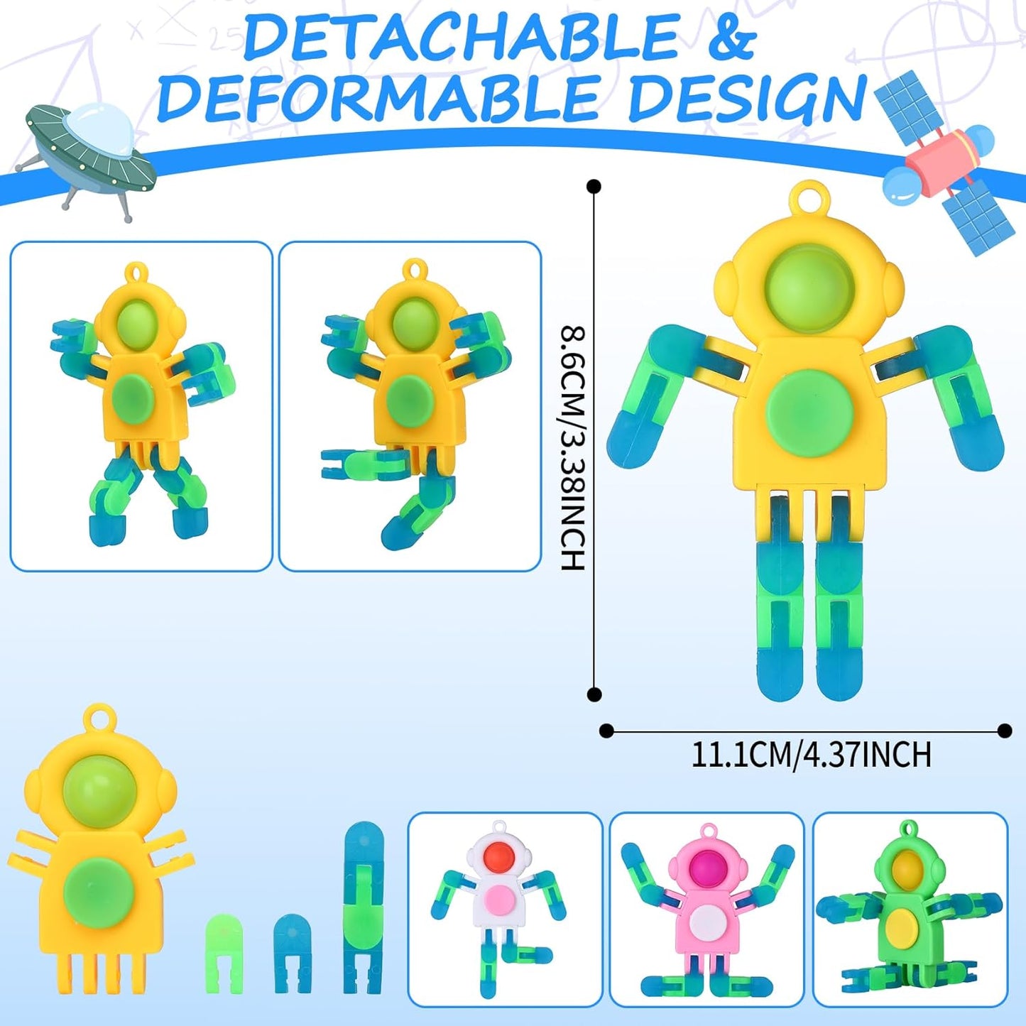 Astronaut Pop Transformable Fidget Spinner - Adult Fidget Spinner Keychain deformable Robot Fidget Spinner Bulk Party Favors for Kids Sensory Fidget Toys for Children's Day Classroom Prizes