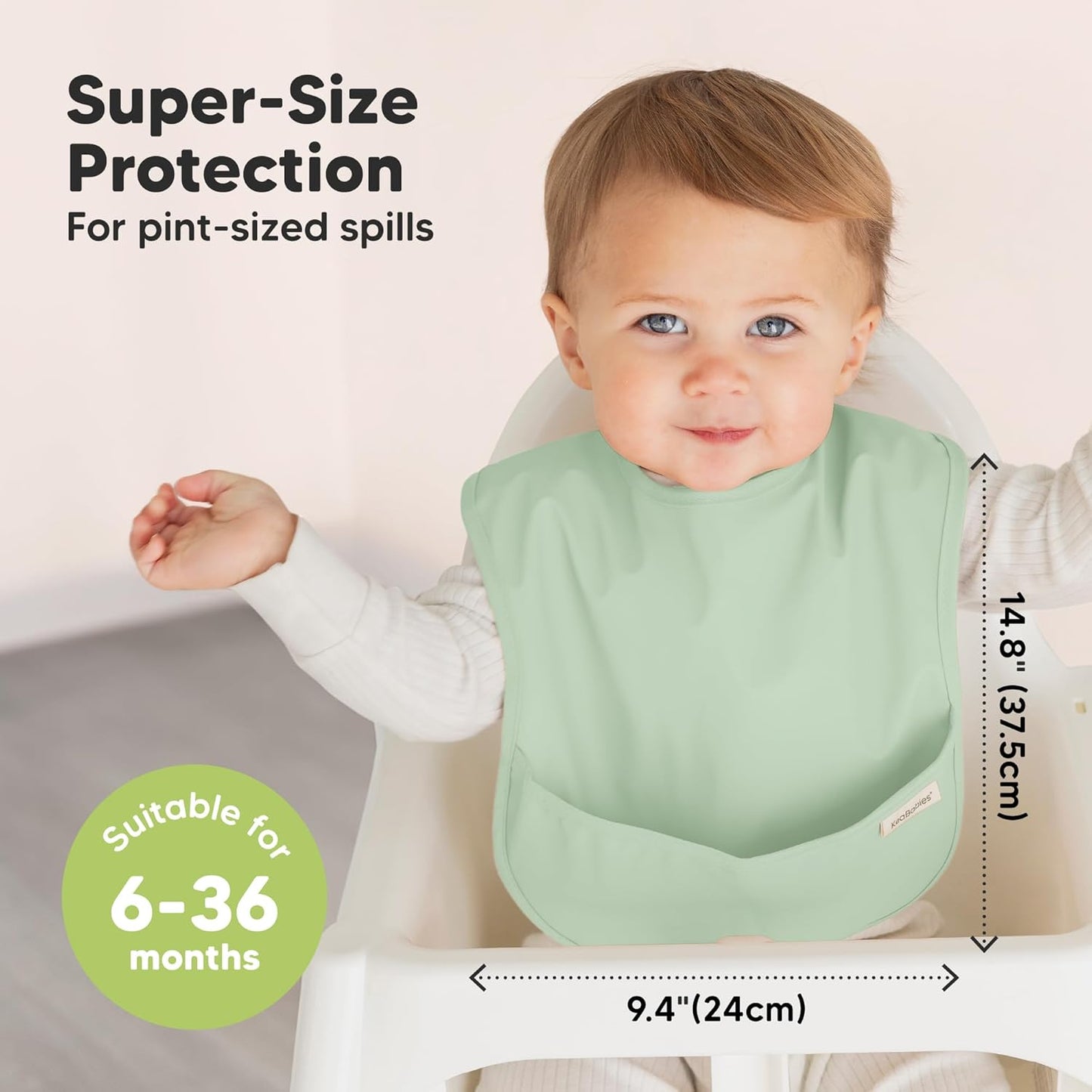 3-Pack Waterproof Baby Bibs for Eating - Lightweight Toddler Feeding Bibs with Large Food Catcher, Mess Proof, Food-Grade Baby Eating Essentials, Easy to Put On & Clean (Mellow)