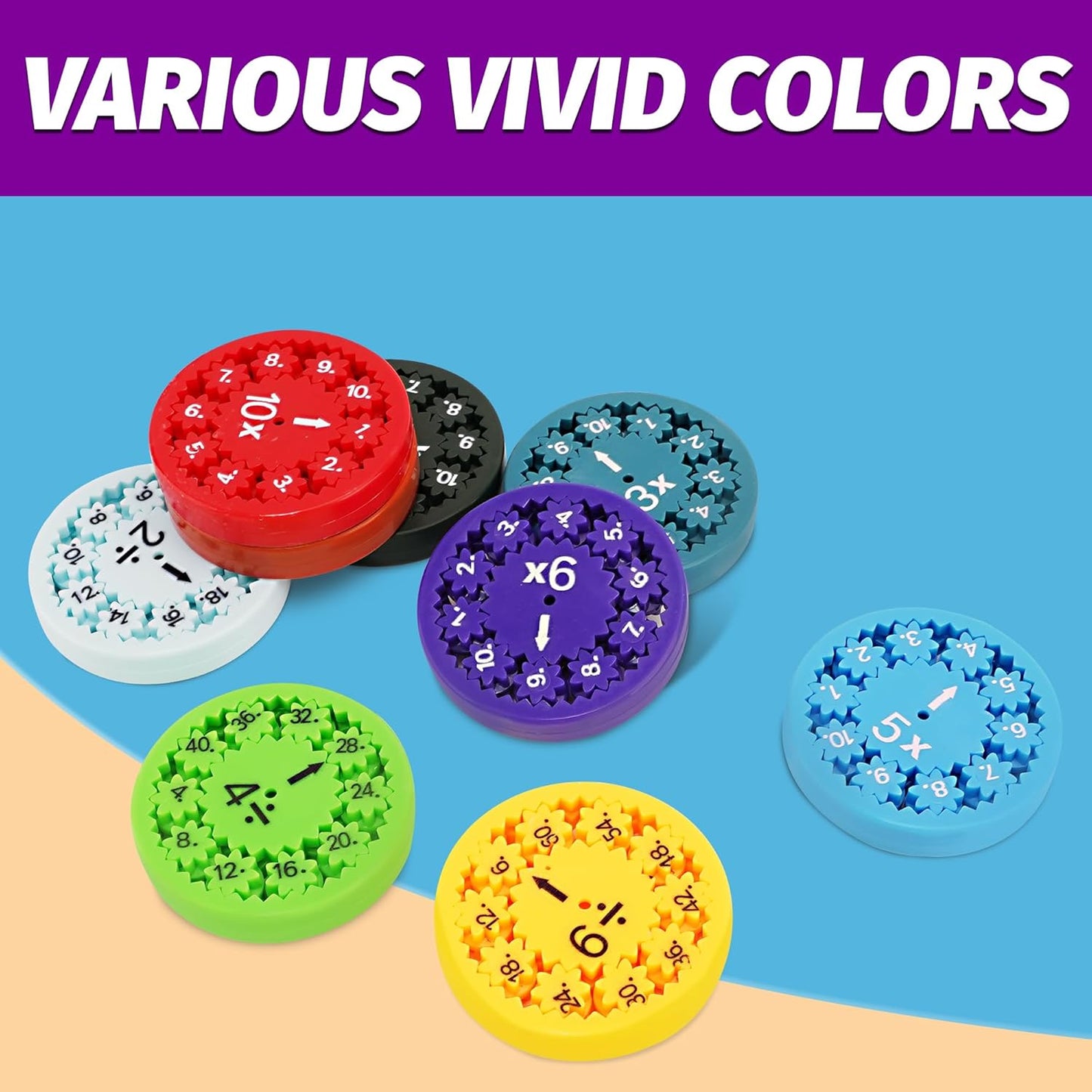 9PCS Math Fidget Spinners,Educational Math Fidget Spinner Fit for Stimmers & Fidgeters in Home ＆School,Math Spinners Fidget Toys for Kids 3+ ,Math Fidget Toy Multiplication &Division