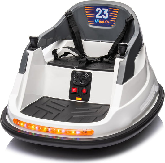 Baby Bumper Car, 6V Electric Kids Bumper Car for Toddlers with Remote Control, Bluetooth - White