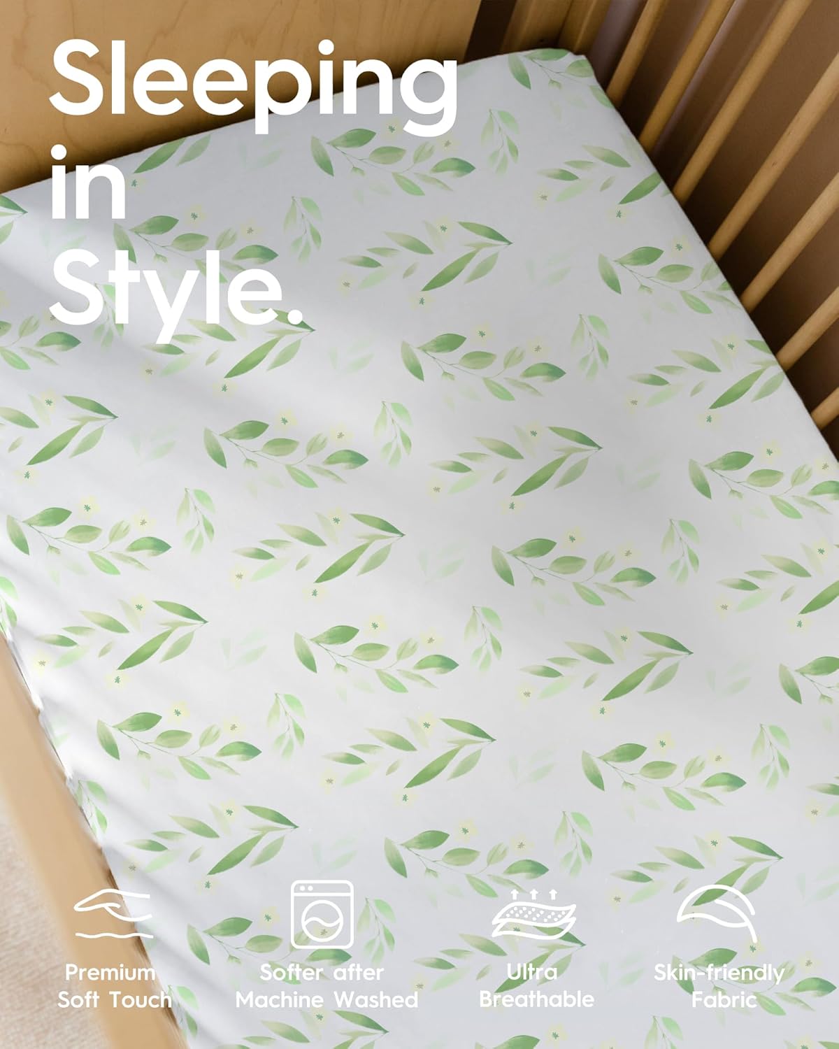 Crib Sheets for Boy Girl, Premium Soft Crib Mattress Fitted Sheet, Ultra Breathable Baby Sheets, Super Stretchy Baby Bed Sheets 28''x52''x9'' Extra Deep Pocket, 2 Pack