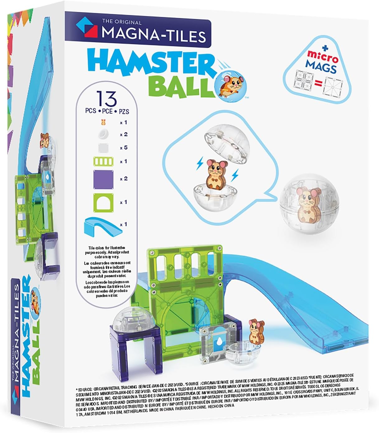 MAGNA-TILES Hamster Ball 13-Piece Magnetic Construction Set, The Original Magnetic Building Brand