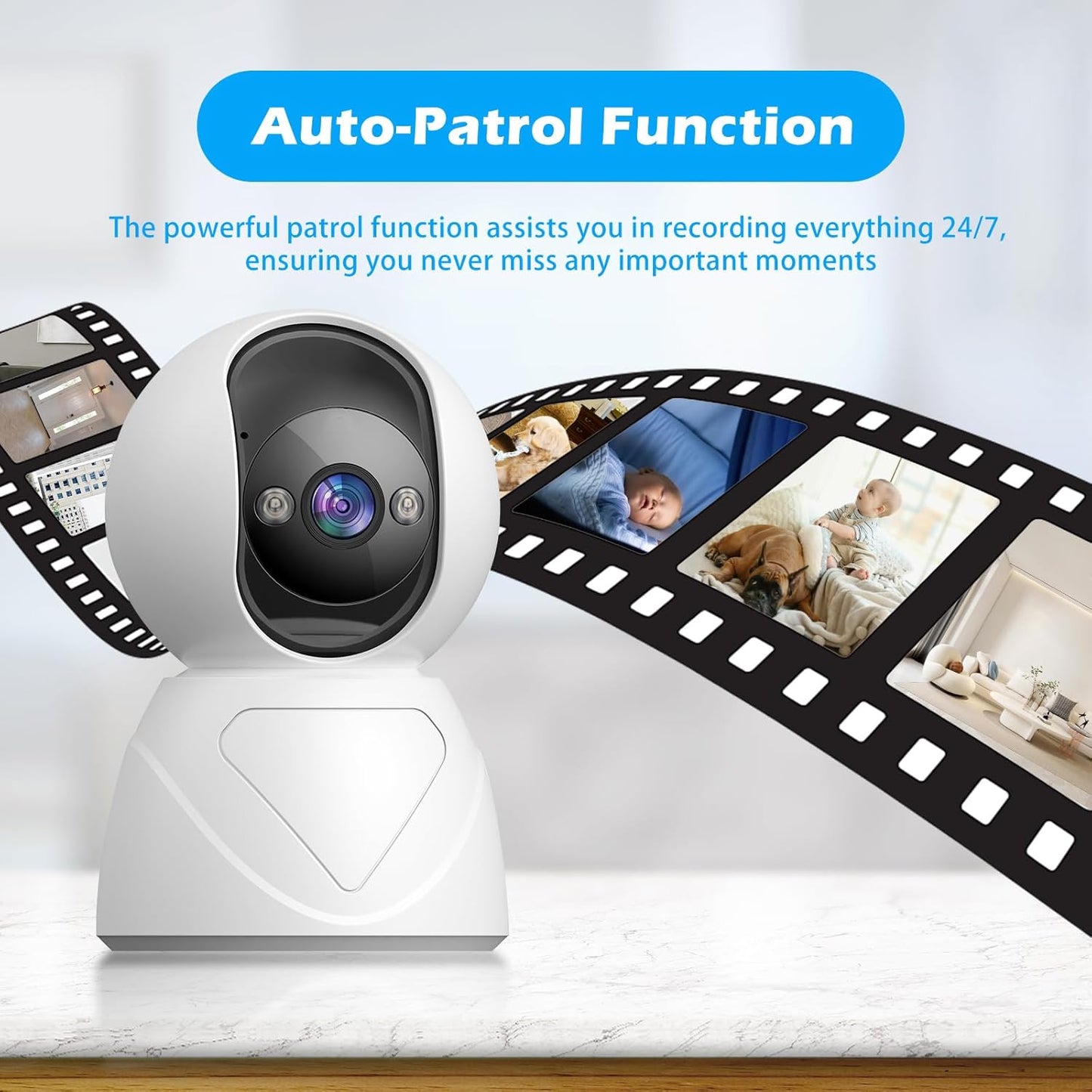Indoor Pan/Tilt Security Camera, 5G WiFi Home Cameras for Baby Monitor/Pet Camera, Auto-Focus and Zoom, Motion Detection, 2-Way Audio, Siren, Color Night Vision, Cloud & SD Card Storage