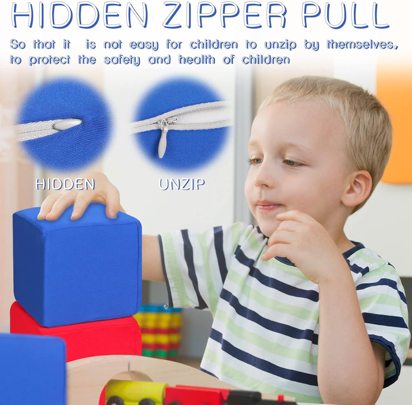 Toddler Foam Blocks, 16 PCS 5.5 inch Colourful Foam Soft Cubes for Kids, Stacking Block Sets Building Blocks Throwing Toys（Blue and Red）