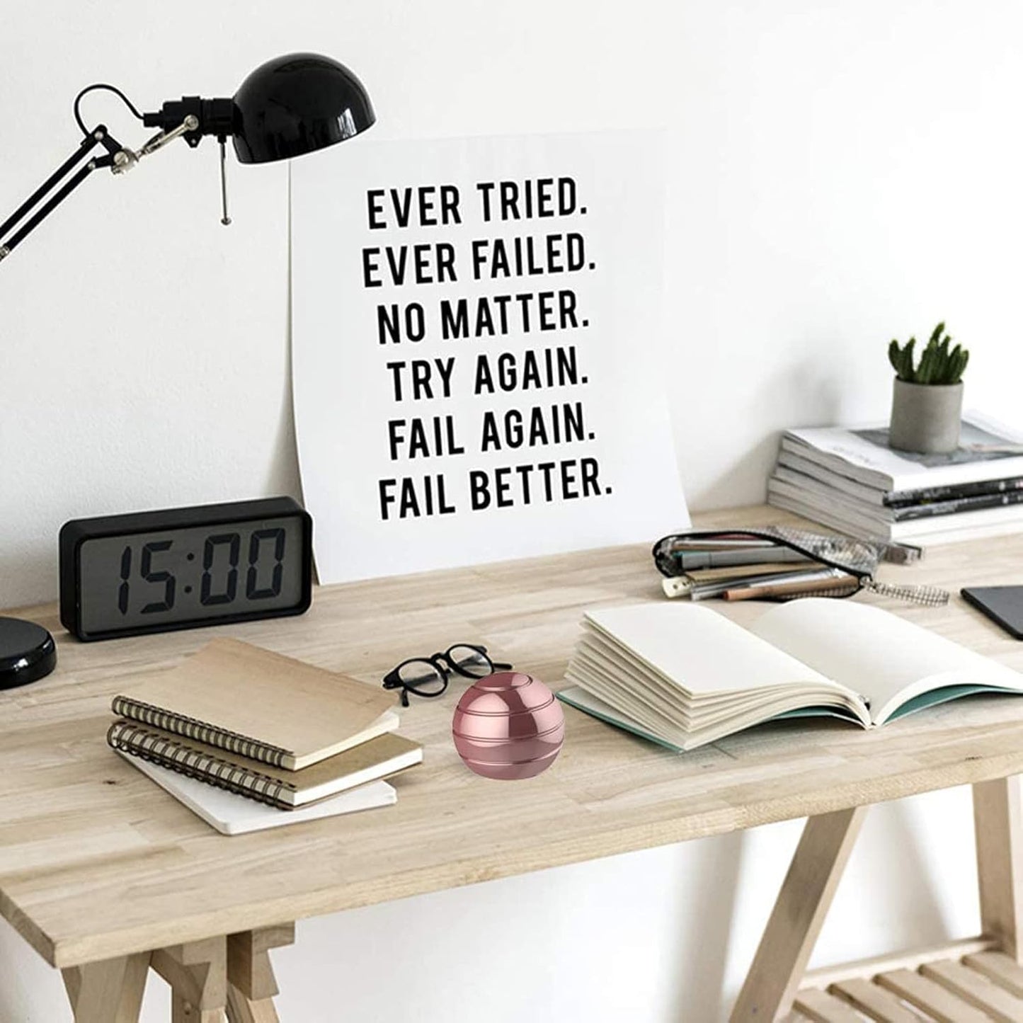 Kinetic Desk Toys Ball, 2.17'' Adults Office Fidget Items Toys, Stress Relief Desk Accessories Toys for Office for ADHD Anxiety (55MM, Rose Gold)