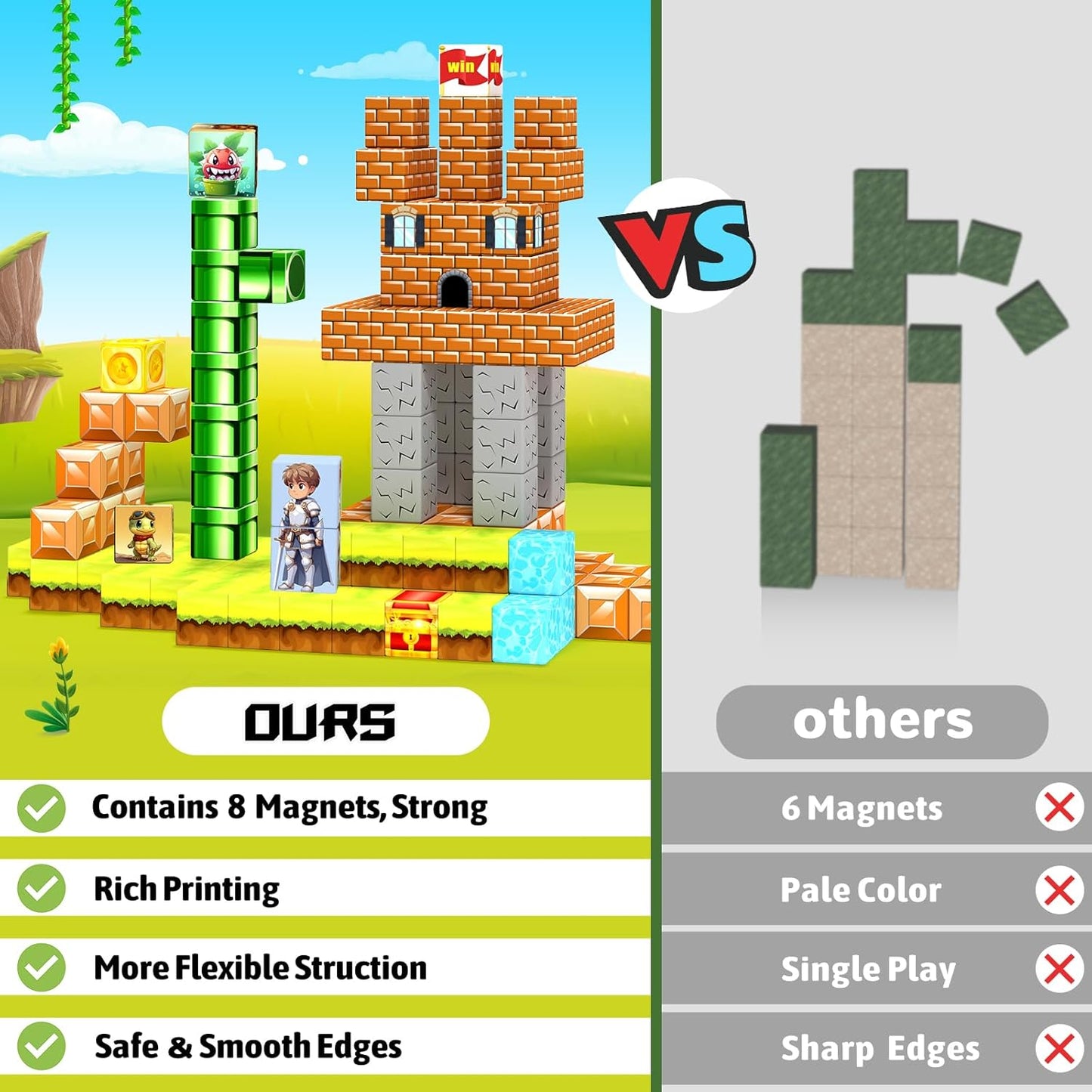 Magnetic Blocks- Magnetic Building Blocks Magnet Cube Toys Stacking, Build Forest Toys & Games Set, STEM Sensory Play, Birthday Giftsfor Kids Boys Girls Age 3 4 5 6 7 8 9 10 (54pcs 1inch)