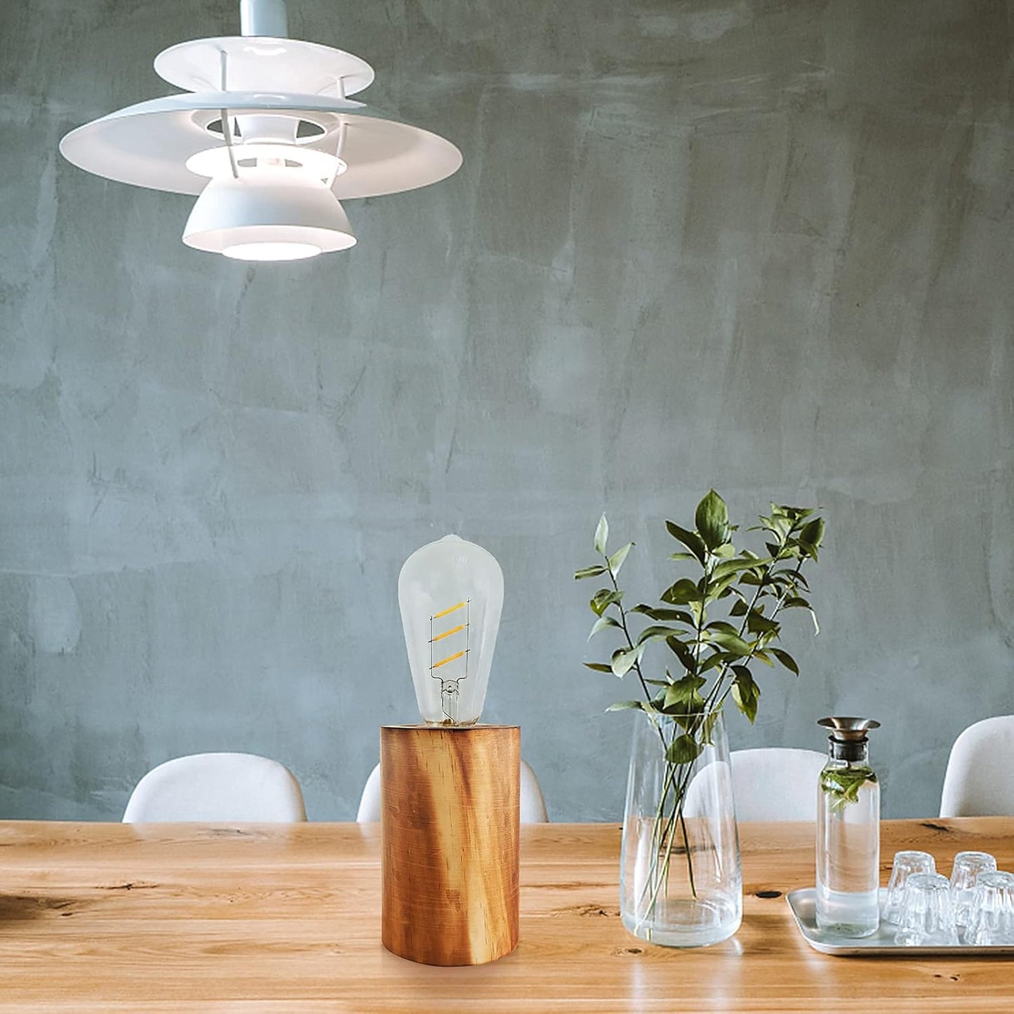 YiShine Battery Operated Table Lamp Wood Night Light Decorative Table Light for Bedroom Living Room Lights Bedside Table Lamp Desk Decorative Lights Bright Light Festival Home Decoration(Single)