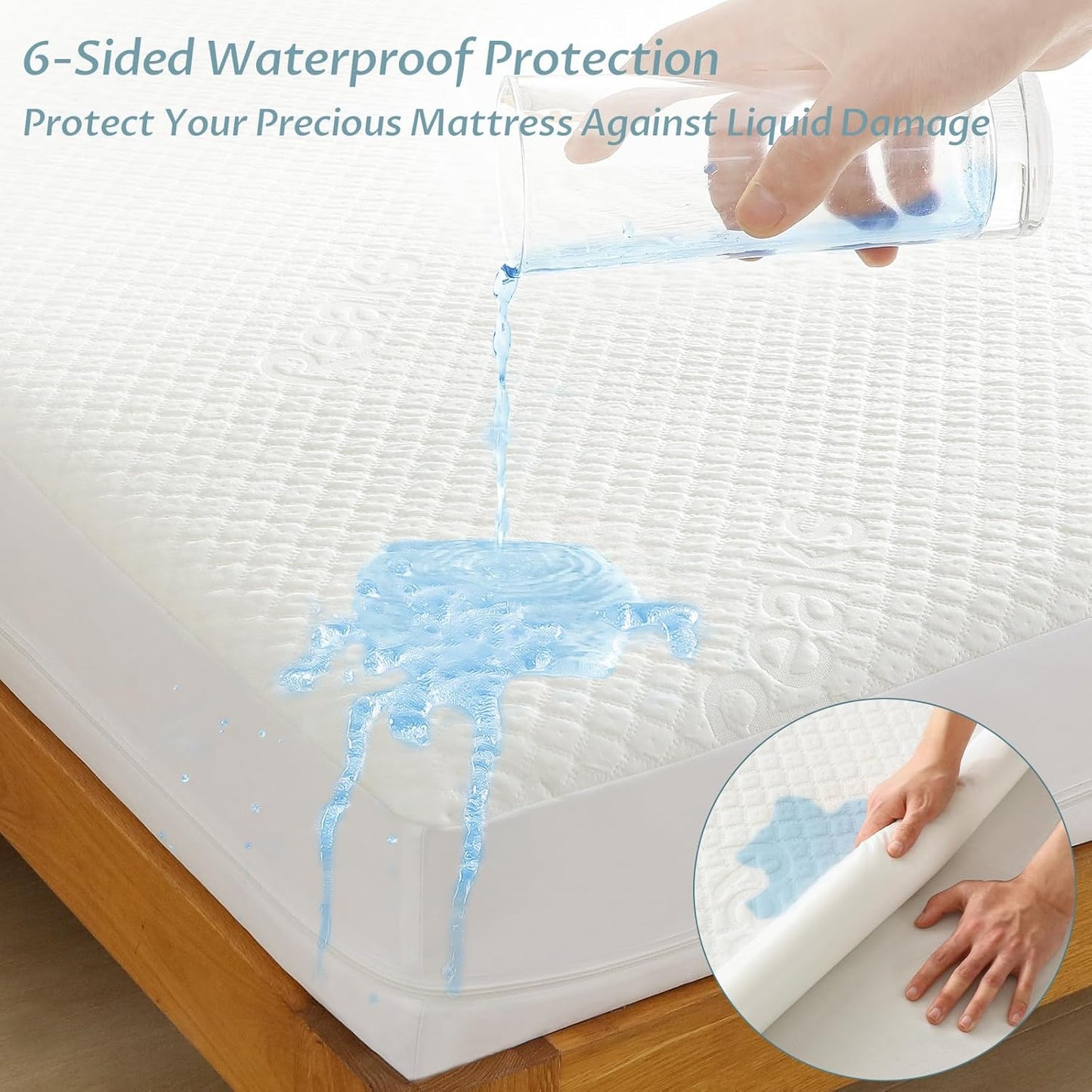 Twin Size Mattress Protector with Zipper - 100% Waterproof Zippered Mattress Cover - Soft & Cooling Noiseless Bed Mattress Covers - Top Removable Mattress Encasement 10-12" Deep
