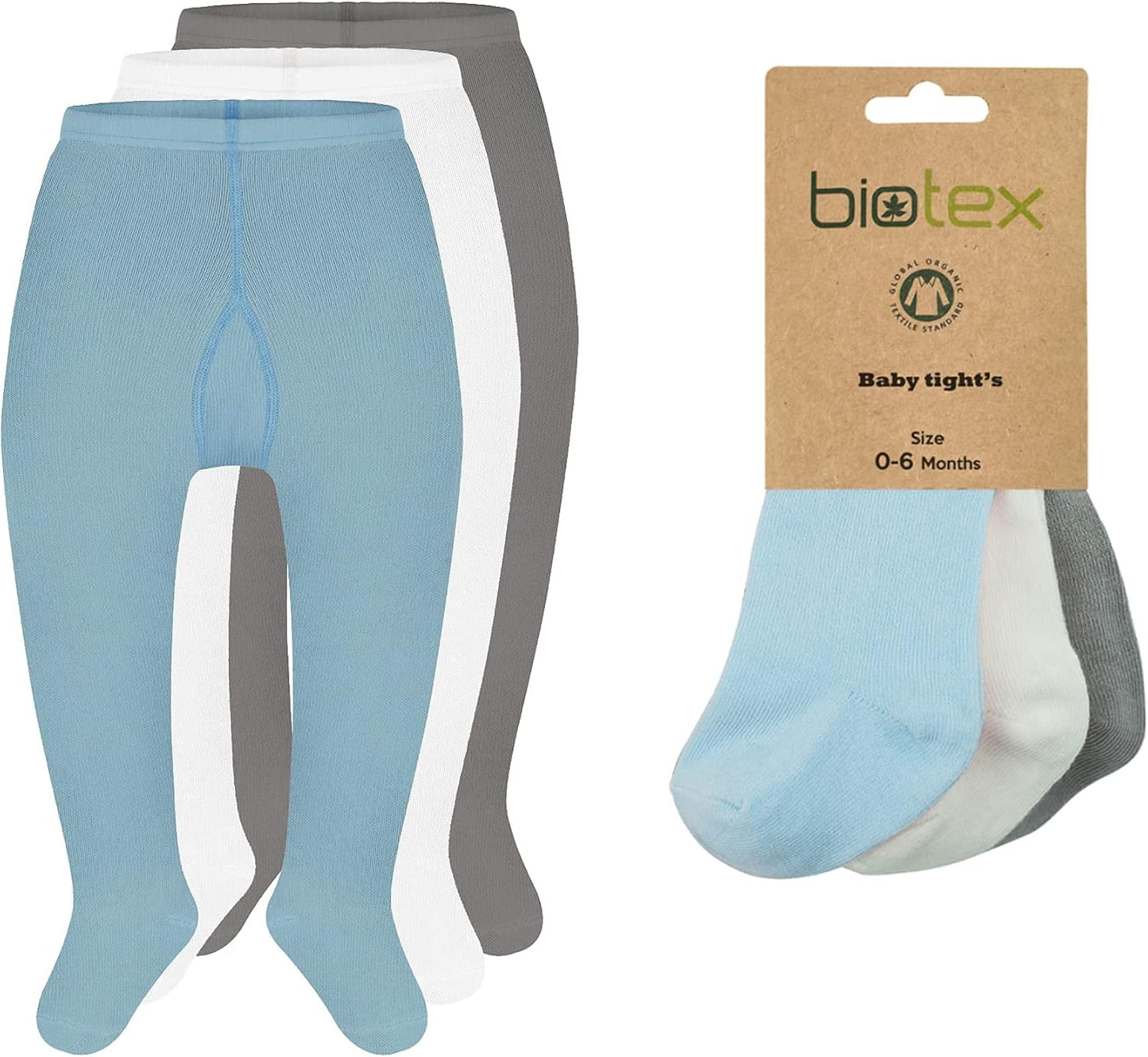 3 Pairs Organic Cotton Baby Girl and Boy Tights for Winter, Seamless Newborn Leggings, Toddler Stockings, 0-18 Months