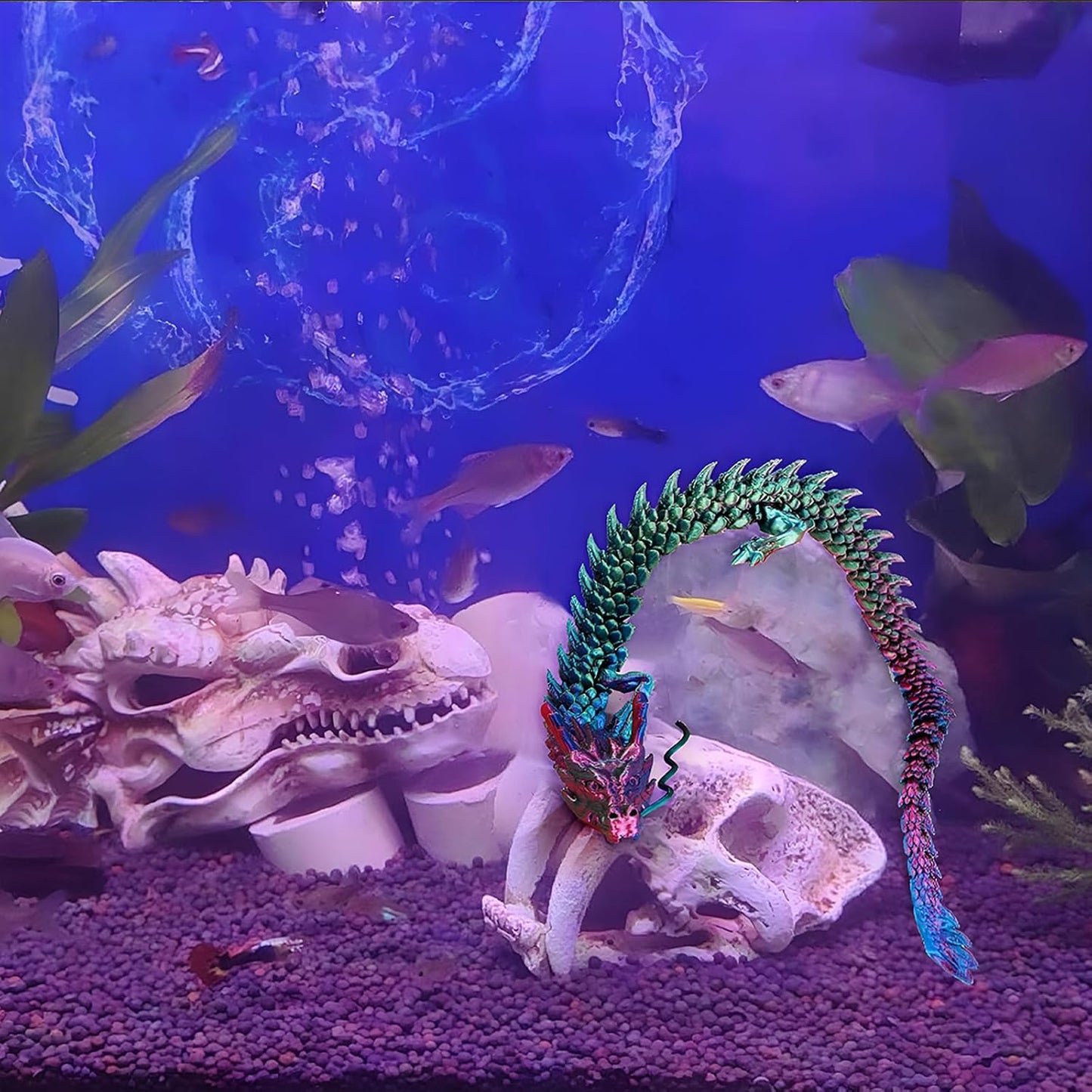 3D Printed Dragon Fidget Toy, 18in Surprise Mystery Dragon, Crystal Dragon Fidget Toy, Articulated Pye Dragon Fish/Display Cabinet/Home/Office Desktop Decor(Red Gold)