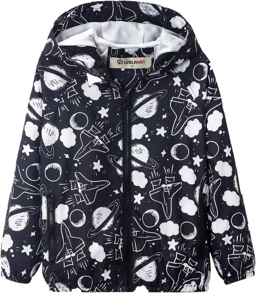 WELAKEN Lightweight Jacket for Girls Kids & Toddler II Girls' Print Water-Resistant Jacket