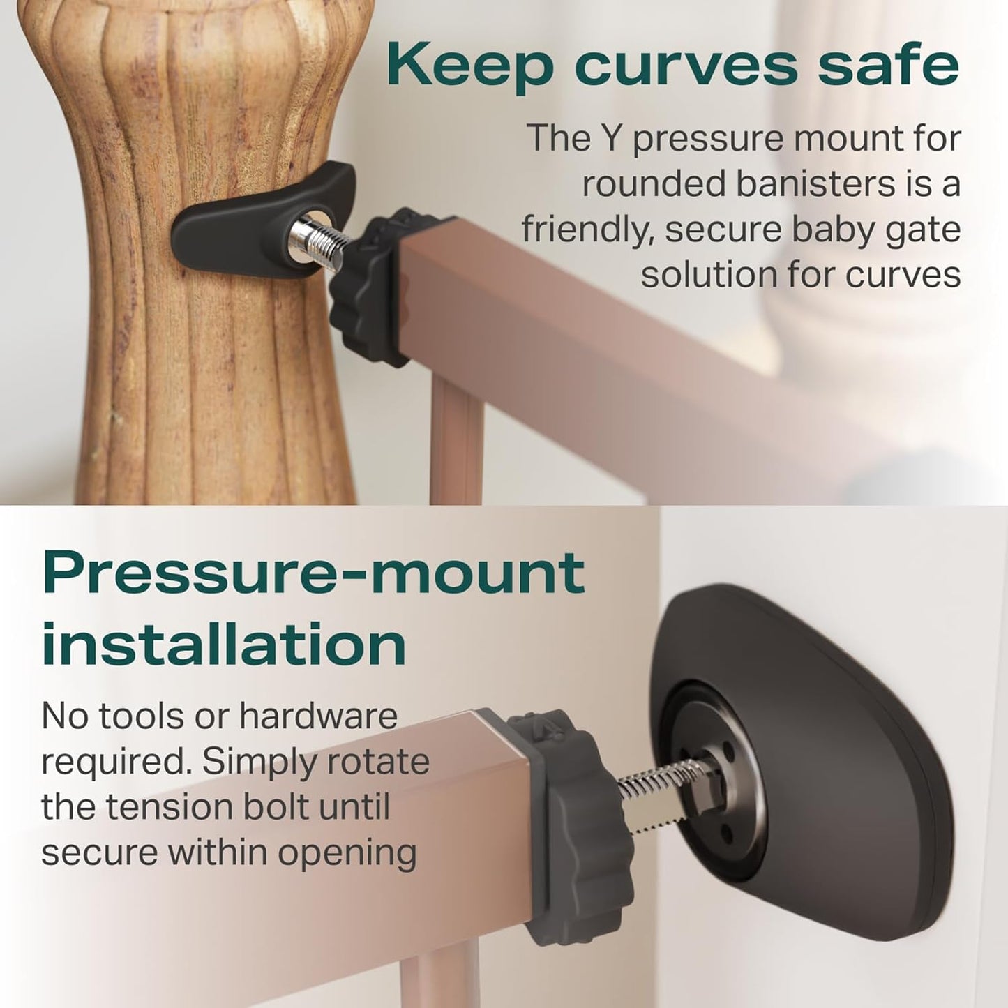 Cumbor 29.7-57" Extra Wide Baby Gate for Stairs, Mom's Choice Awards Winner-Dog Gate for Doorways, Pressure Mounted Walk Through Safety Child Gate for Kids Toddler, Tall Pet Puppy Fence Gate, Brown