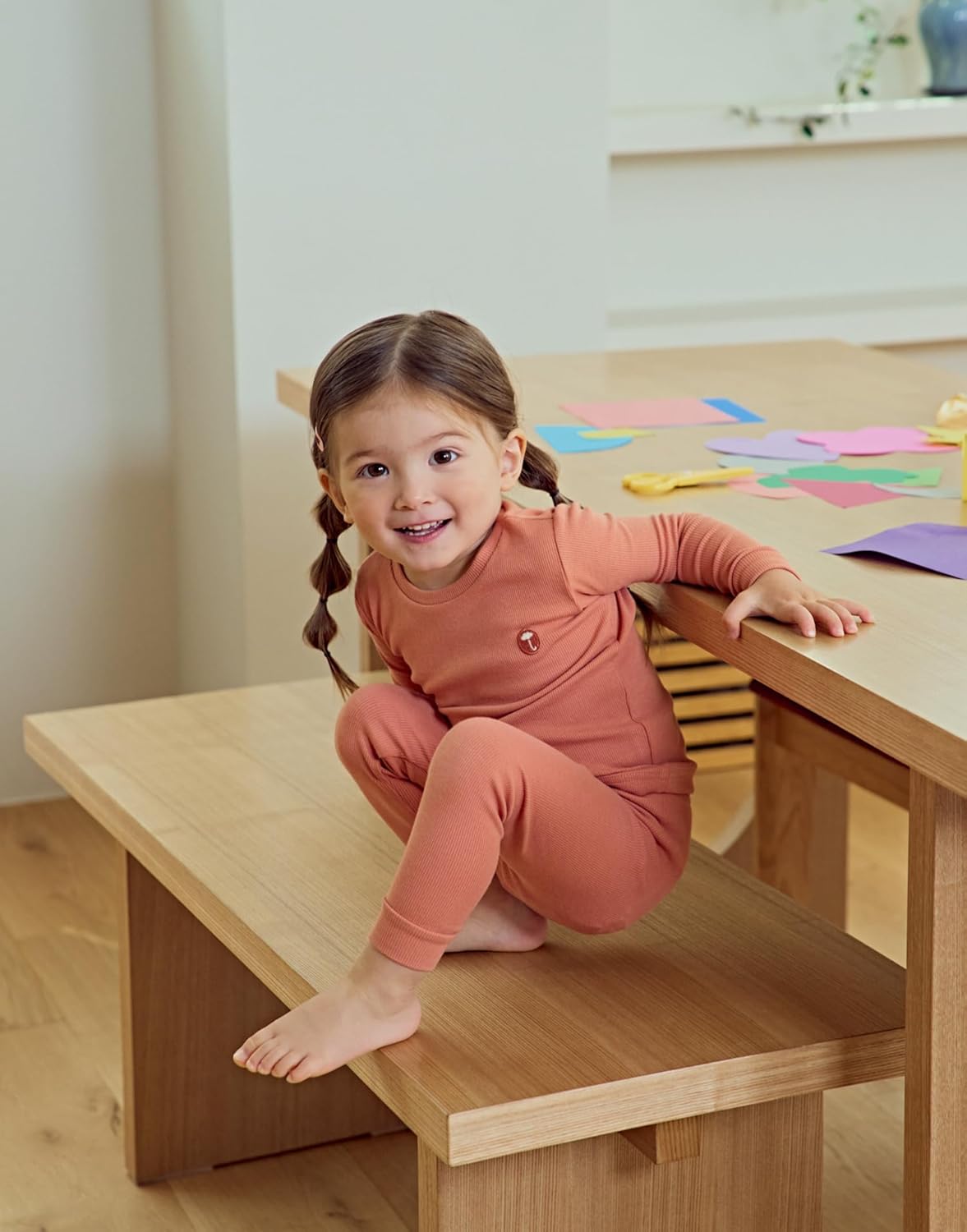 moimoln Pajamas Set 6M-5Y Solid Ribbed Unisex Baby & Toddler, Soft Viscose, Snug-Fit, Everyday Sleepwear