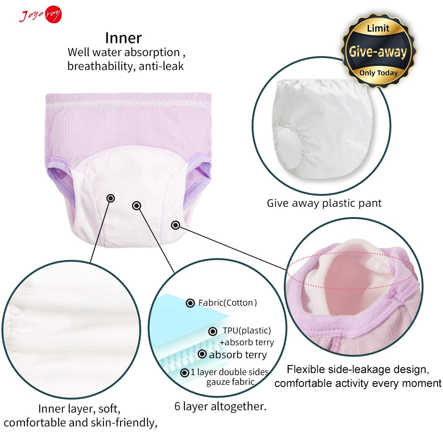 Joyo roy Toddler Girl Underwear Double Thigh Wings for Antileak Little Girls Underwear Potty Training Pants Girls Training Underwear Toddler Girl Underwear 4t Toddler Panties 4t Training Pants 4t-5t