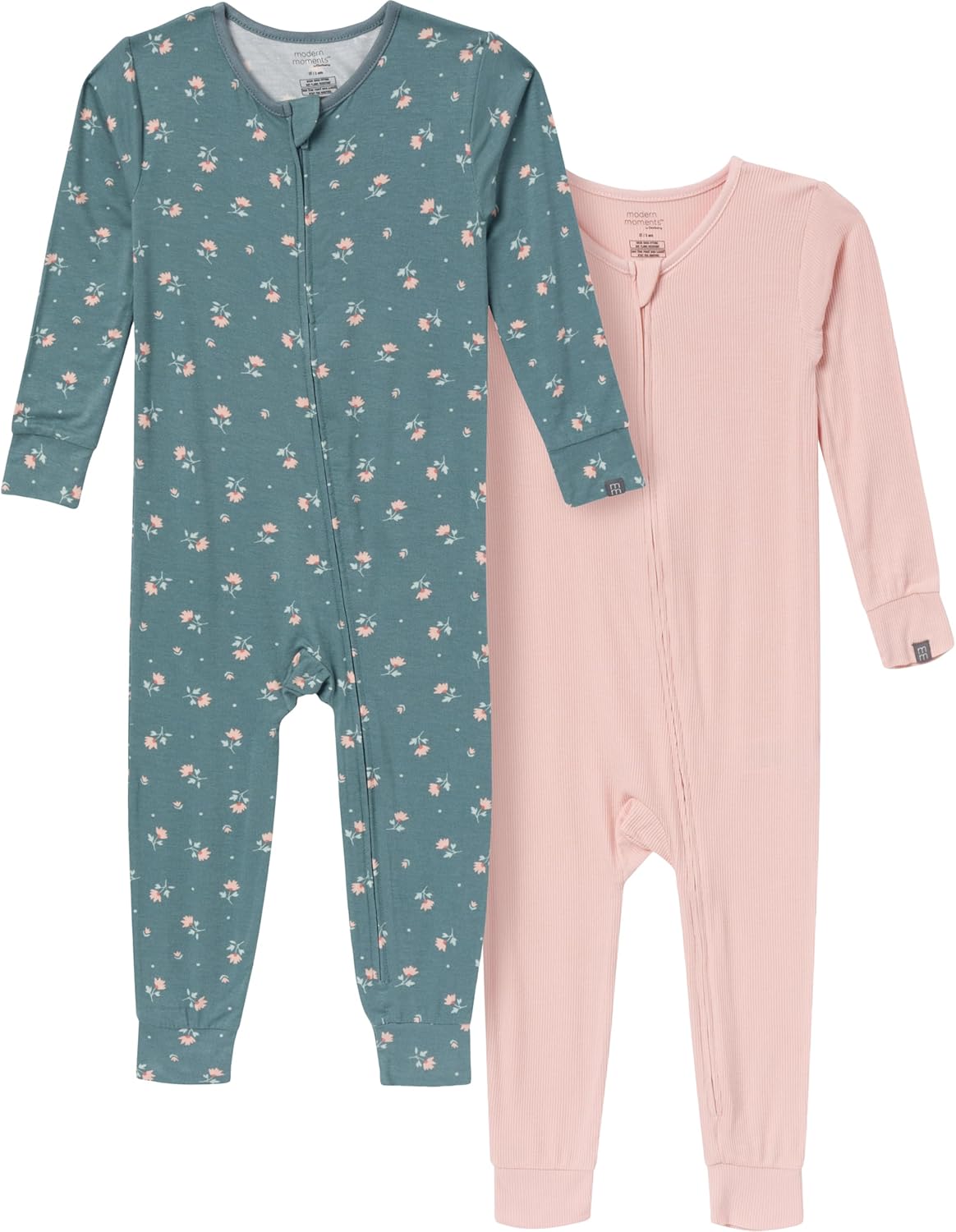 Modern Moments by Gerber Unisex Baby Viscose 2-Pack Footless Tight Fitting Pajamas