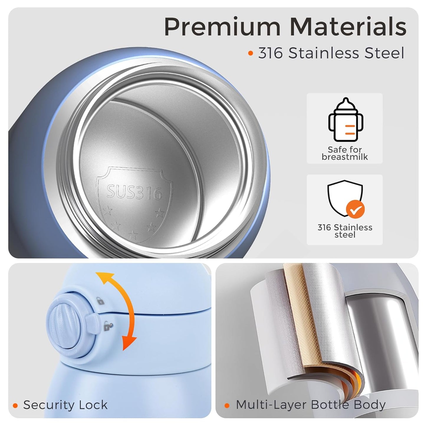 Portable Bottle Warmer for Travel, Dual Heating Modes for Breastmilk & Water, Portable Bottle Milk Warmer with Fast Heating & Long Battery Life, 12 Ounces Large Capacity (Blue)