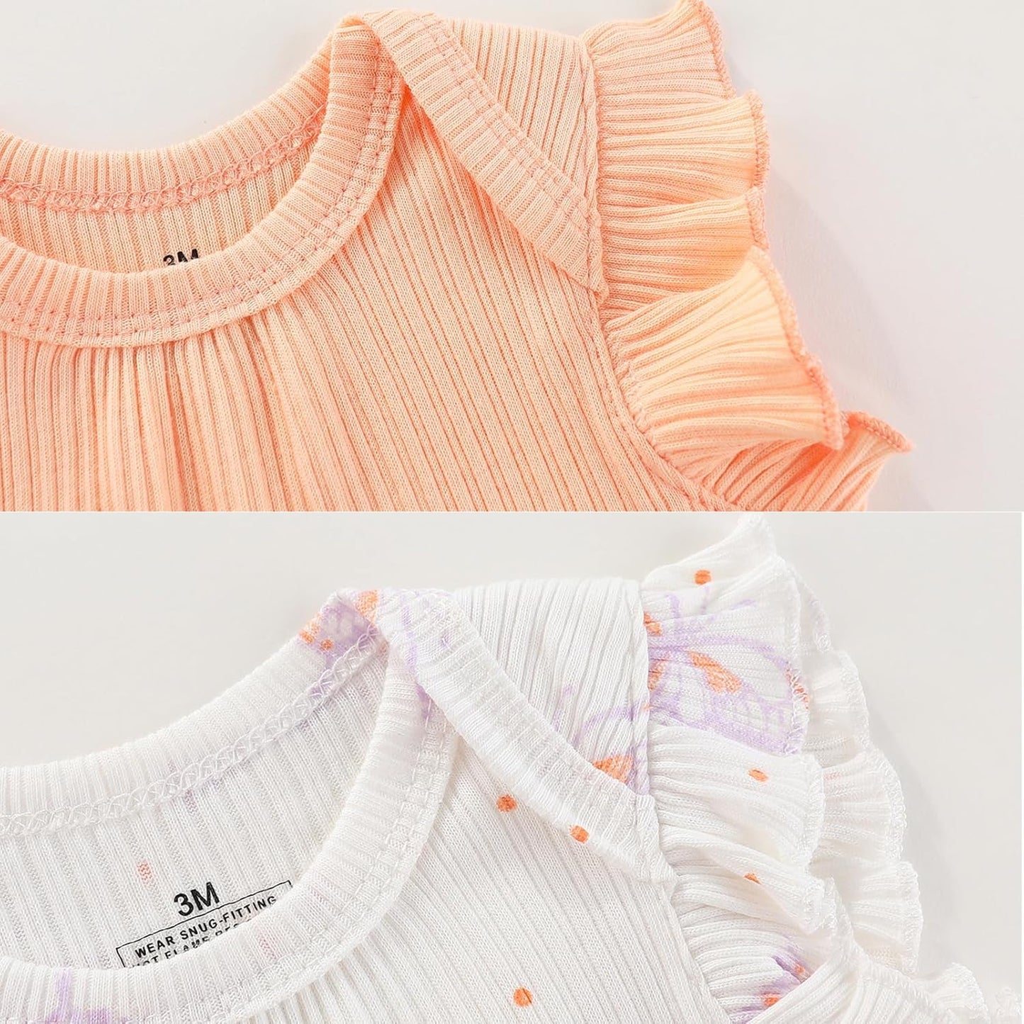 Baby Bodysuit 6 Pack Soft Mixed Ribbed Short Sleeve Romper Infant Boy Girl Clothes Set