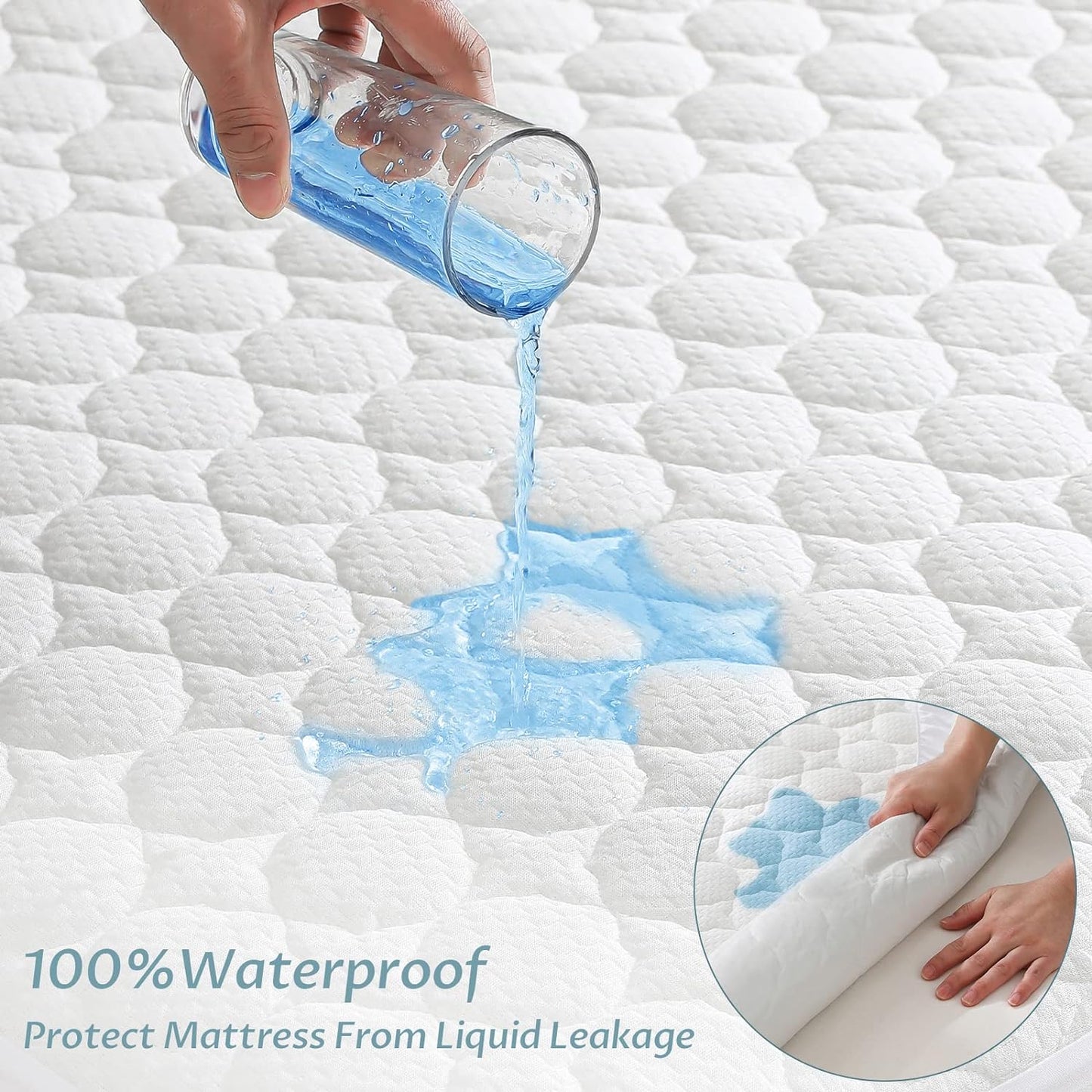 Full Size Waterproof Mattress Protector Fitted Quilted Mattress Pad Cover with Deep Pocket Up to 15''