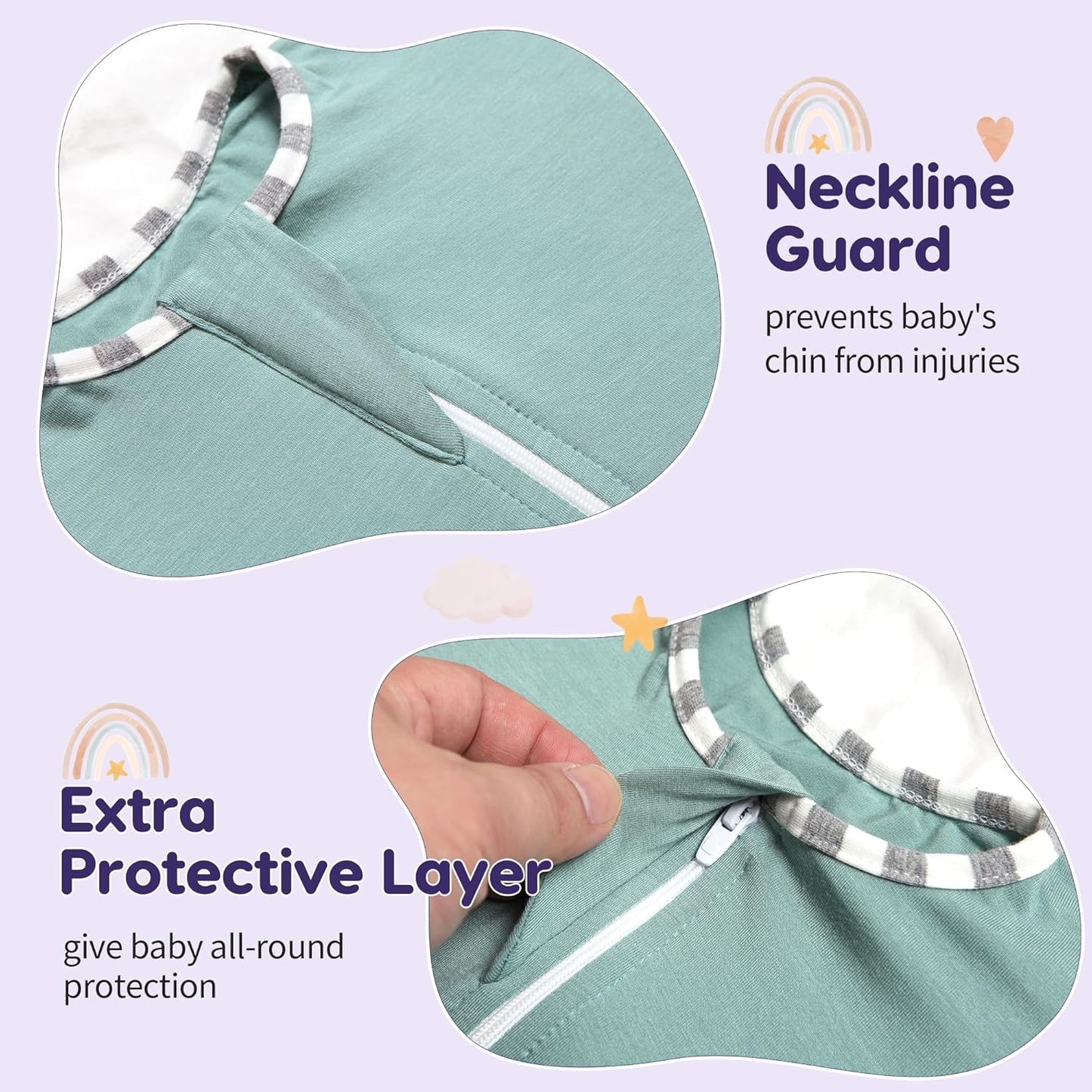 PuppyPaws Baby Sleep Sack, Transition Swaddle, Sleep Sack 9-15 Months, Wearable Blanket Baby with 2-Way Zipper, Swaddles for Newborns Summer, 95% Rayon derived from Bamboo, 5% Spandex