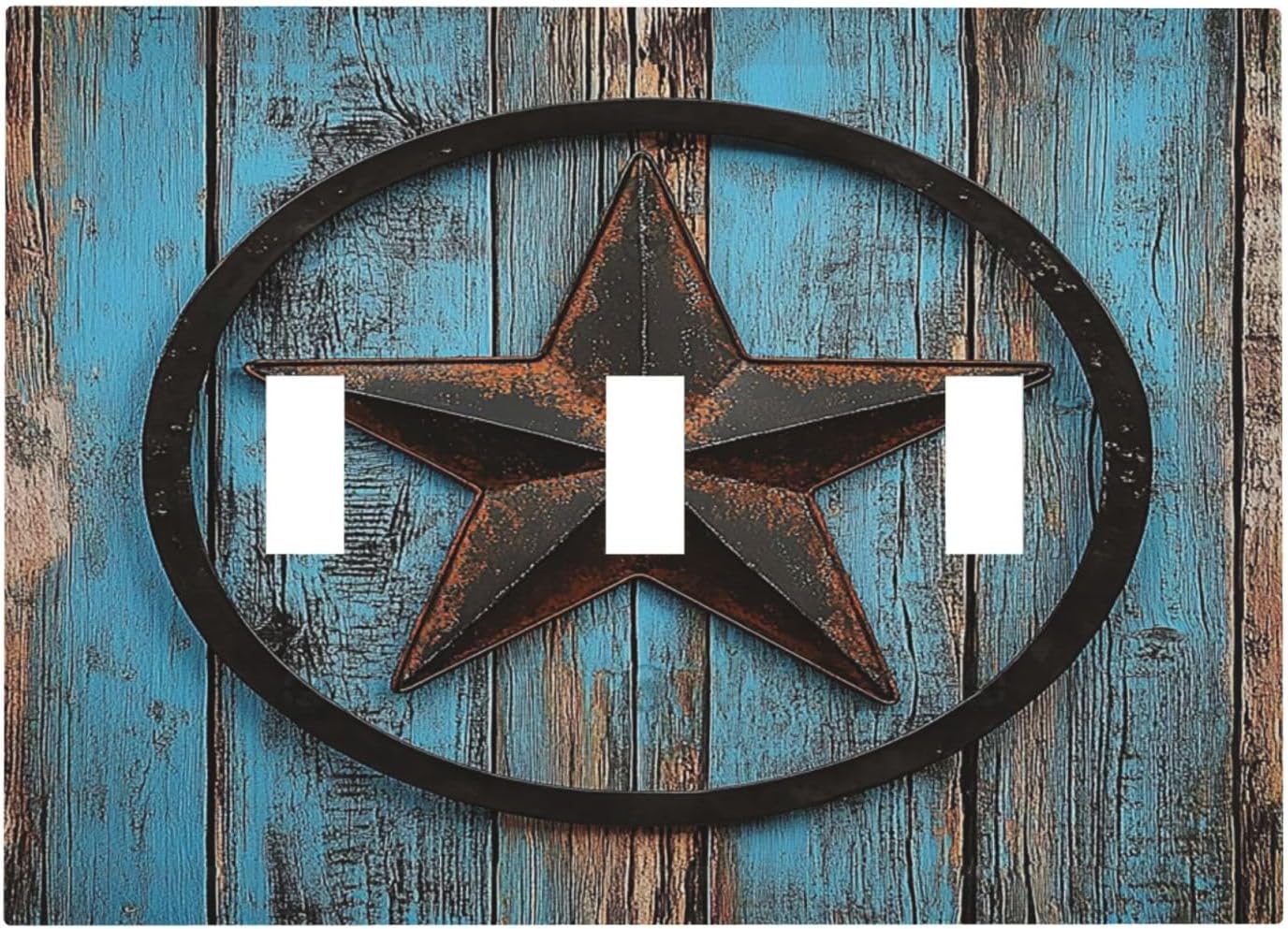 Decorative Switch Plates Rustic Wood Country Barn Texas Star On Teal 3 Gang Wall Plate Triple Toggle Light Switch Cover Faceplate Electrical Wall Panels For Farmhouse Cabin Decor