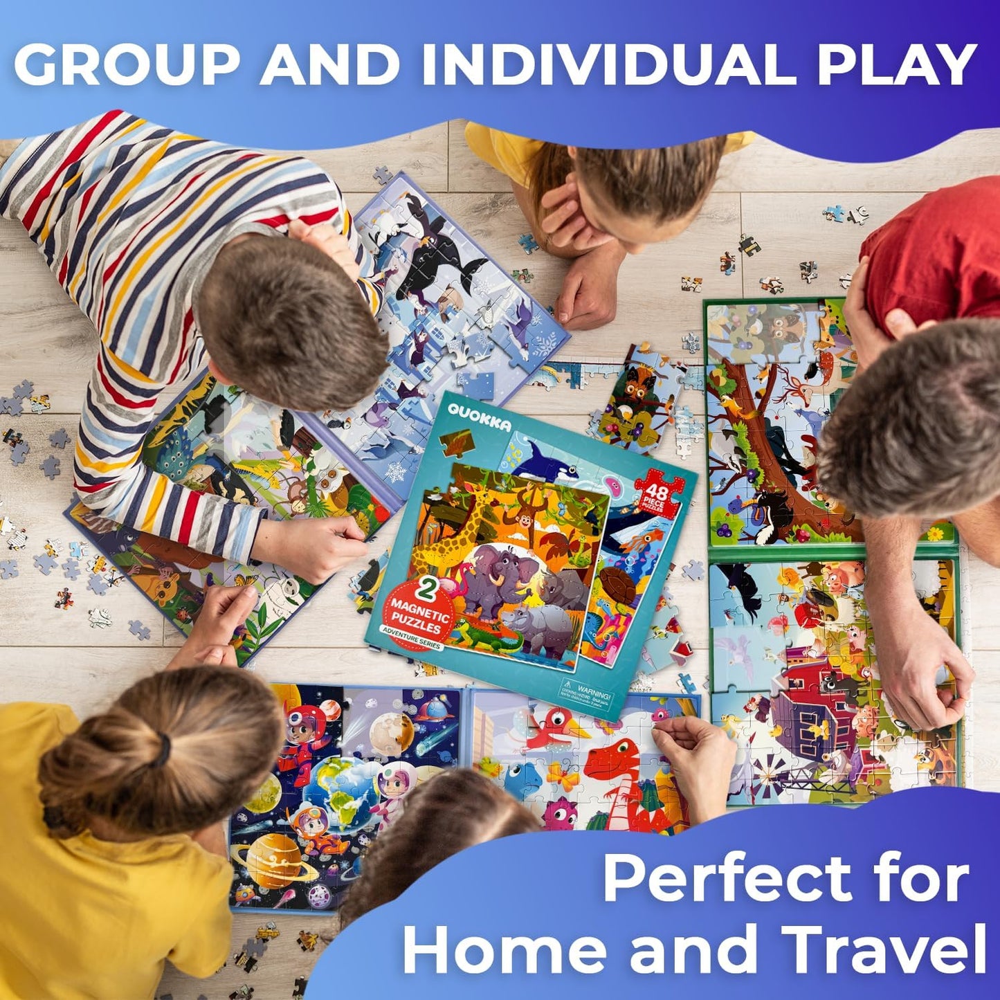 QUOKKA Magnetic Puzzles for Toddlers 2-4 - 2x48 Travel Puzzle Games for Kids Ages 3-5 Years Old - Car Activities Toy for Boys and Girls 4-6 yo - Africa & Ocean Animals Learning Magnet for Road Trip