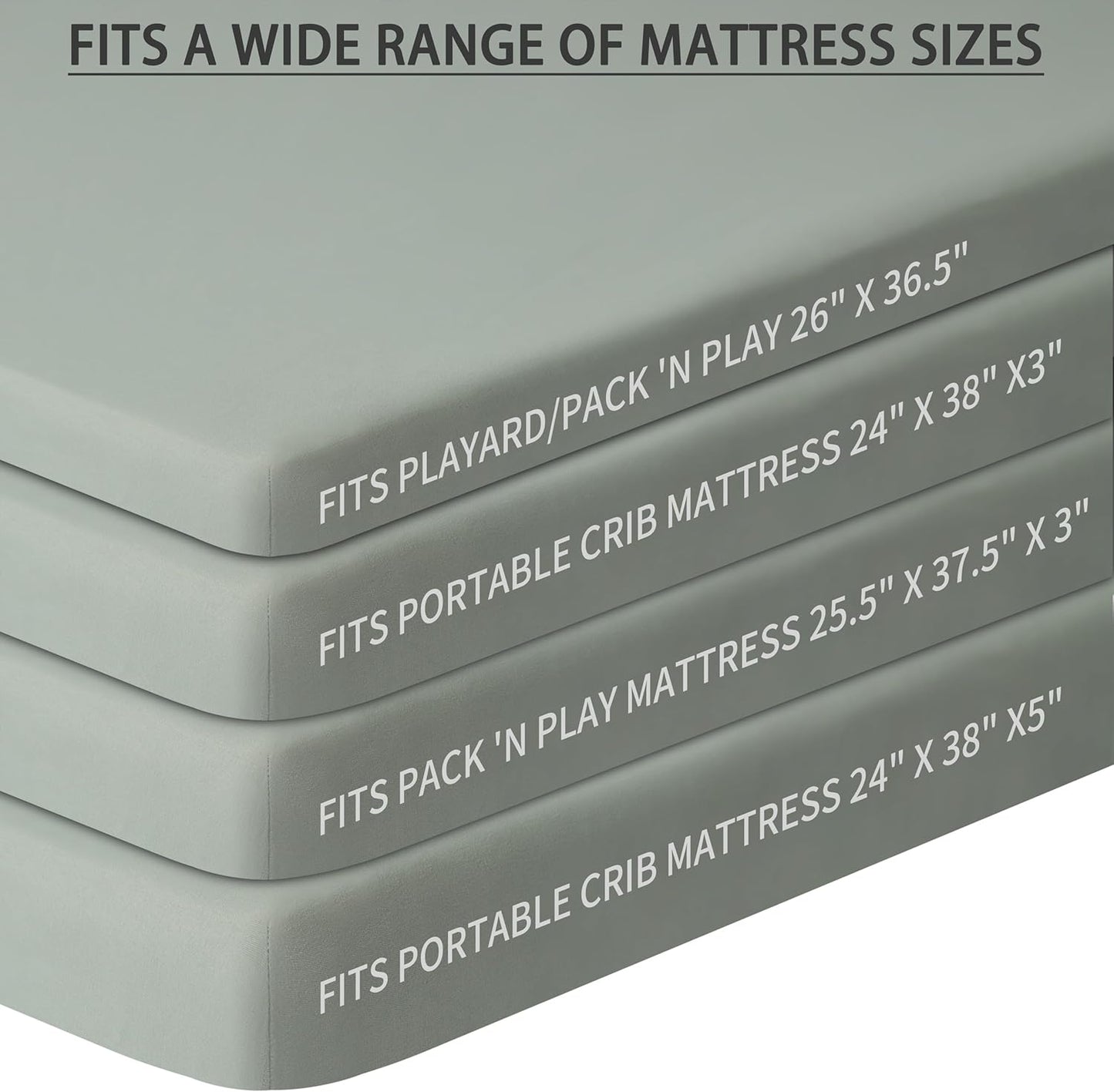 Pack and Play Sheets Fitted, 2 Pack Pack n Play Sheets for Graco Pack n Play Mattress, Unisex Playard Sheets for Boys Girls (Brown & Green, 38 X 26 Inch)