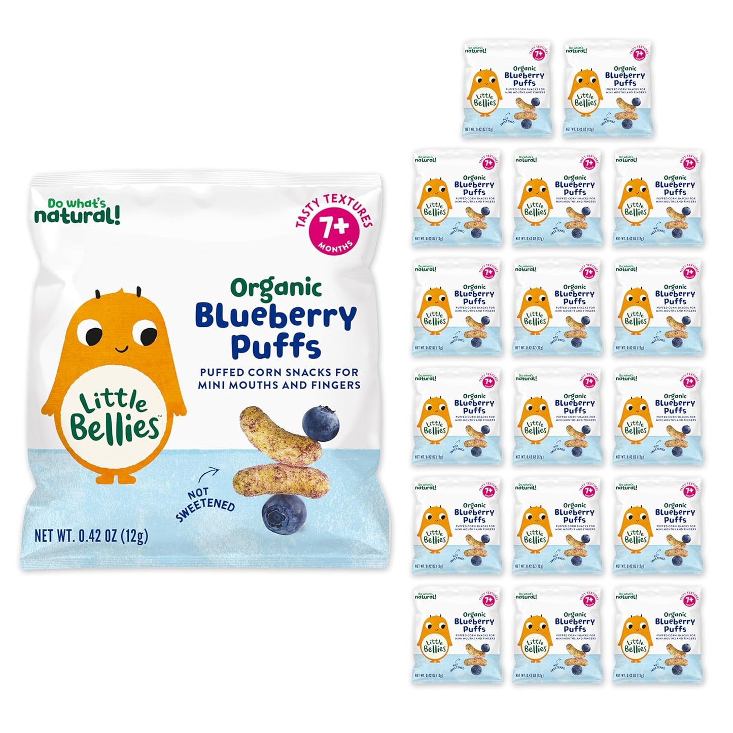 Little Bellies Organic Blueberry Puffs Baby Snack (Pack of 18 x 0.42 oz Individual Packs)