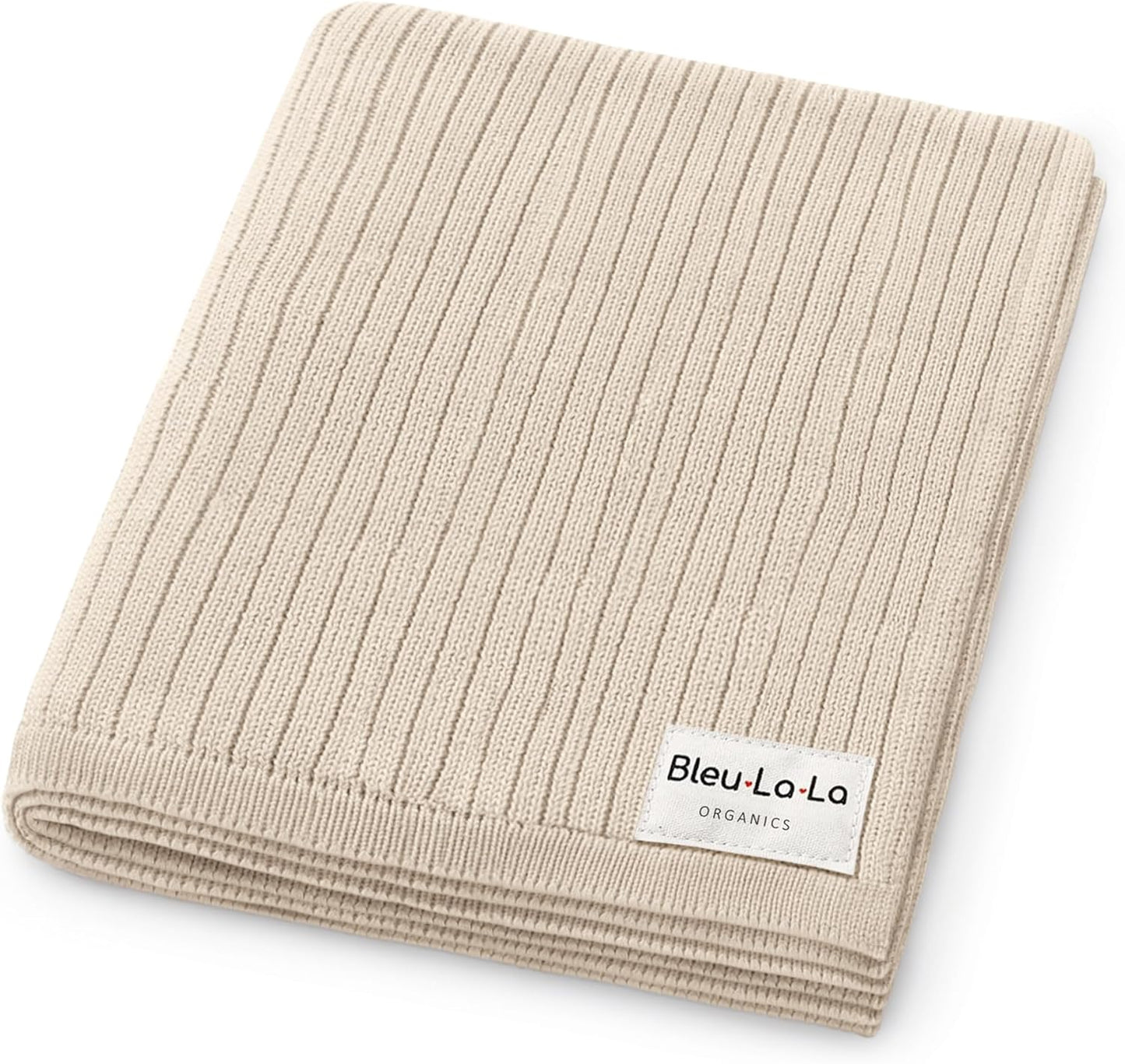 Organic Ribbed Swaddle Blanket for Boys & Girls - 100% Luxury Organic Soft Cotton Knit Warm Cozy Cuddle Stroller Crib Blanket for Newborns, Infants, & Toddlers (Oatmeal)