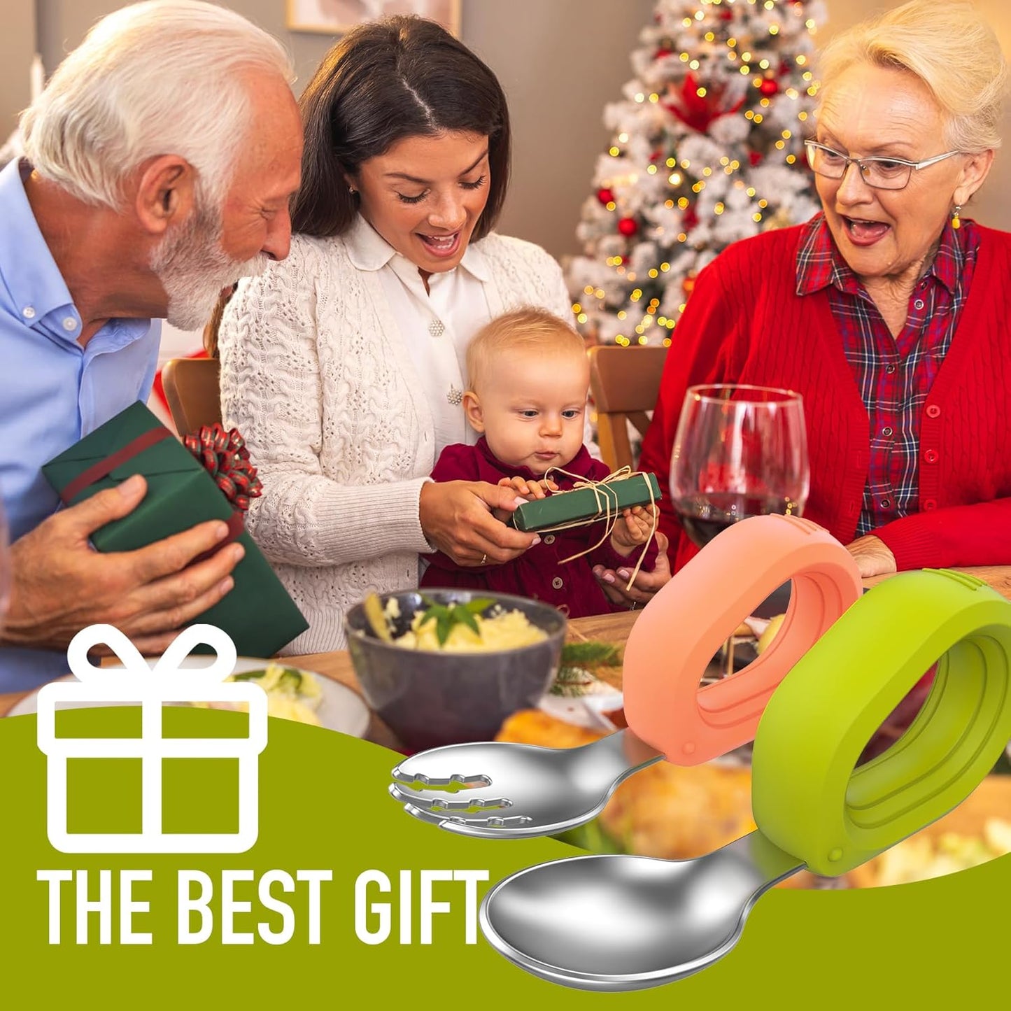 Toddler Utensils - Baby Forks and Spoons Set - Kids Stainless Steel Silverware - Children Safe - Self Feeding - Dishwasher Safe (Orange + Green)