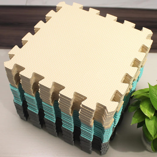 MQIAOHAM® 25 Pieces Puzzle Play Mats, Soft Baby Play Mat, Kids Interlocking Foam Floor Tiles, Toddlers Carpet Playmats G301025-108110112