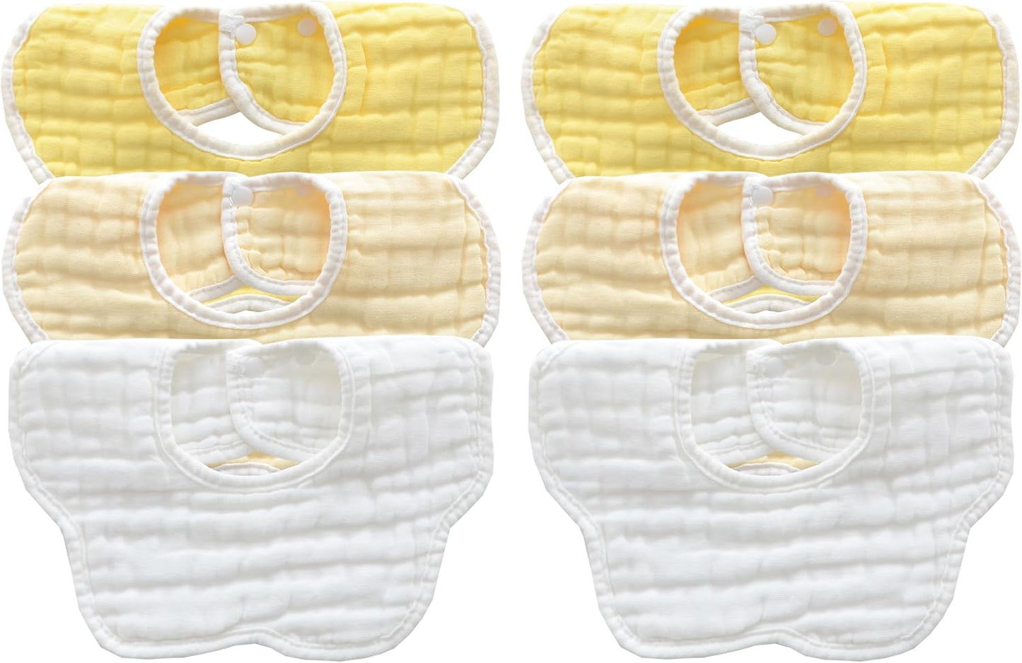 MUKIN Baby Drooling Towel, Snap Bibs, Muslin Bibs, 6 Pack, Adjustable, Soft Cotton