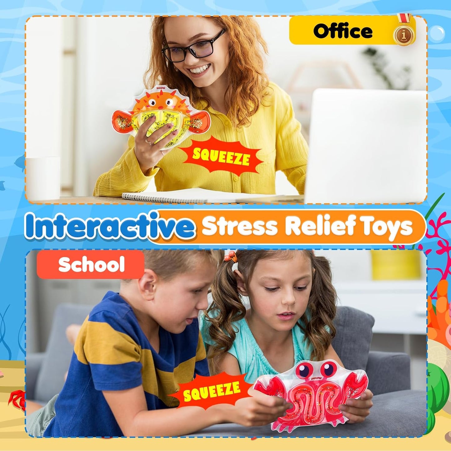 Autism Sensory Toys for Kids: 3 Pack Fidget Toy Sensory Tube Filled with Colorful Goo, Glitter - Animal Sensory Toys for Kids with Autism - Goodie Bag Stuffers, Fidgets for Classroom, kids Prizes