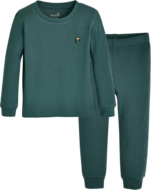 moimoln Pajamas Set 6M-5Y Solid Ribbed Unisex Baby & Toddler, Soft Viscose, Snug-Fit, Everyday Sleepwear