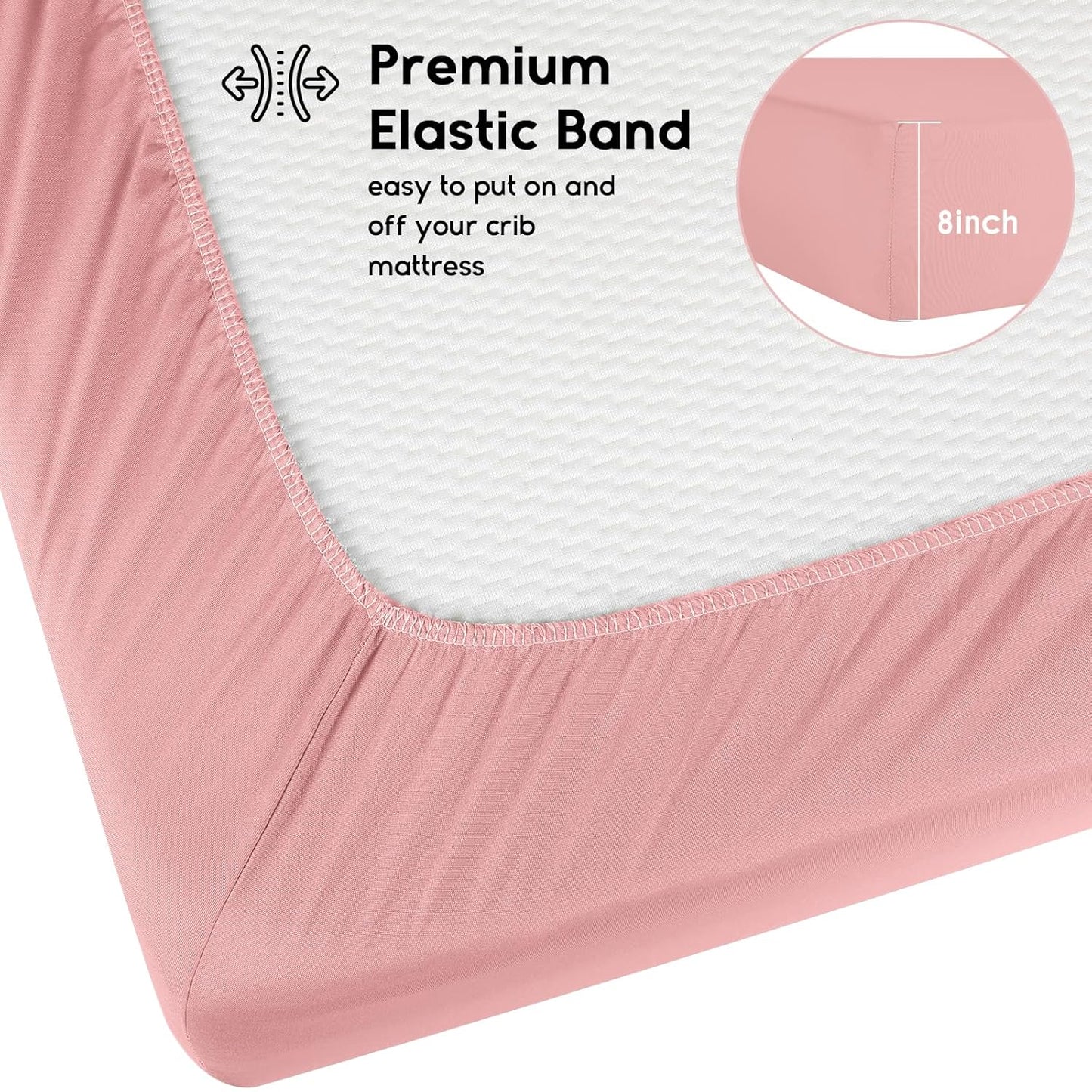 Yoofoss Baby Crib Sheets for Boys Girls, Fitted Crib Sheet 2 Pack for Standard Crib and Toddler Mattress, Super Soft Microfiber Baby Sheet 28x52x8in Pink+Love