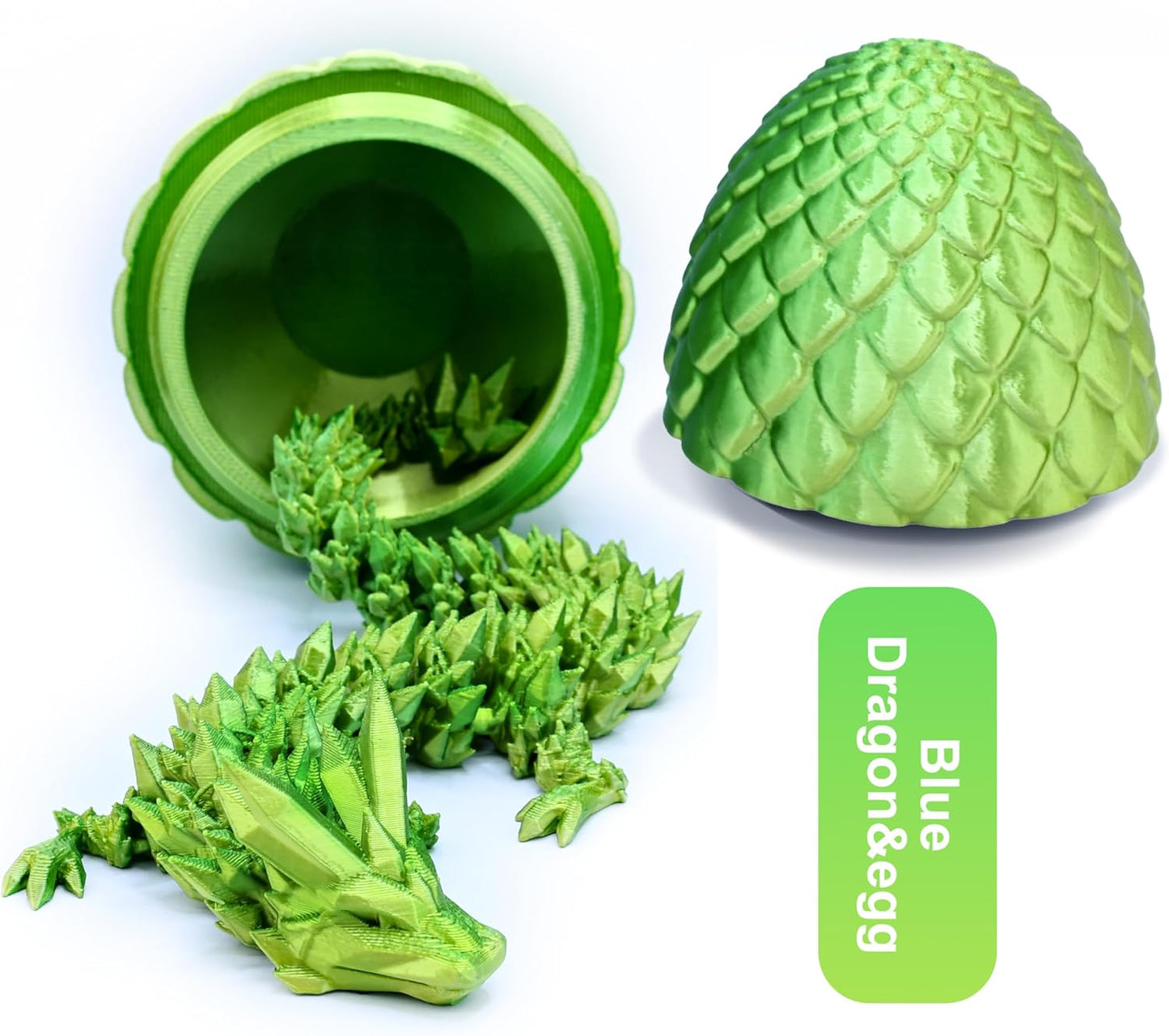 3D Printed Dragon,Dragon Eggs with Dragon Inside,Articulated Crystal Dragon Toys for Kids Home Decor, Executive Dragon Fidget Desk Toys (Lser Yellow & Green)