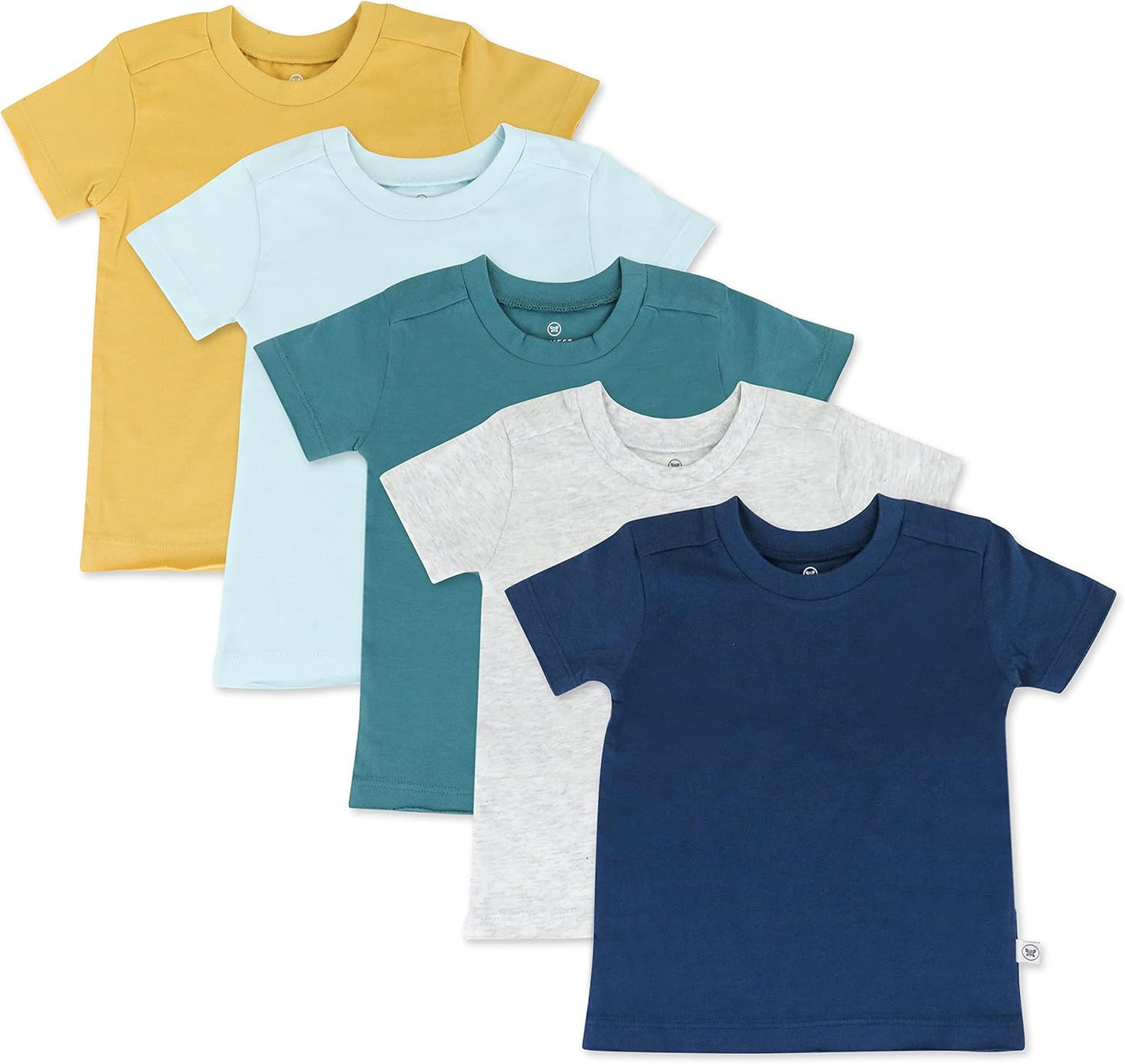5-Pack Short Sleeve T-Shirts 100% Organic Cotton Baby, Toddler, Little Kid, Boy, Girl, Unisex