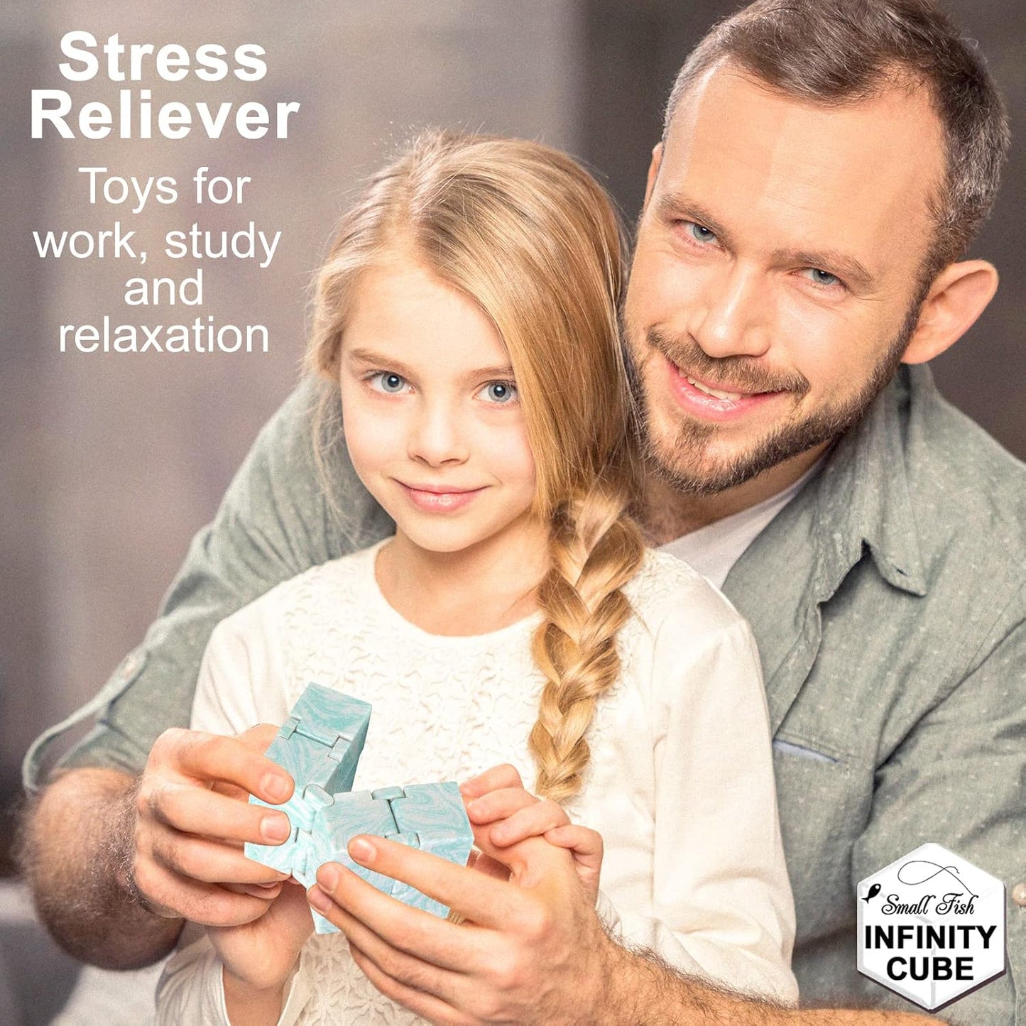 SMALL FISH Infinity Cube Sensory Fidget Toy, Sensory Tool EDC Fidgeting Game for Kids and Adults, Cool Mini Gadget Best for Stress and Anxiety Relief, Hand-Held Fidget Toy (Marble)