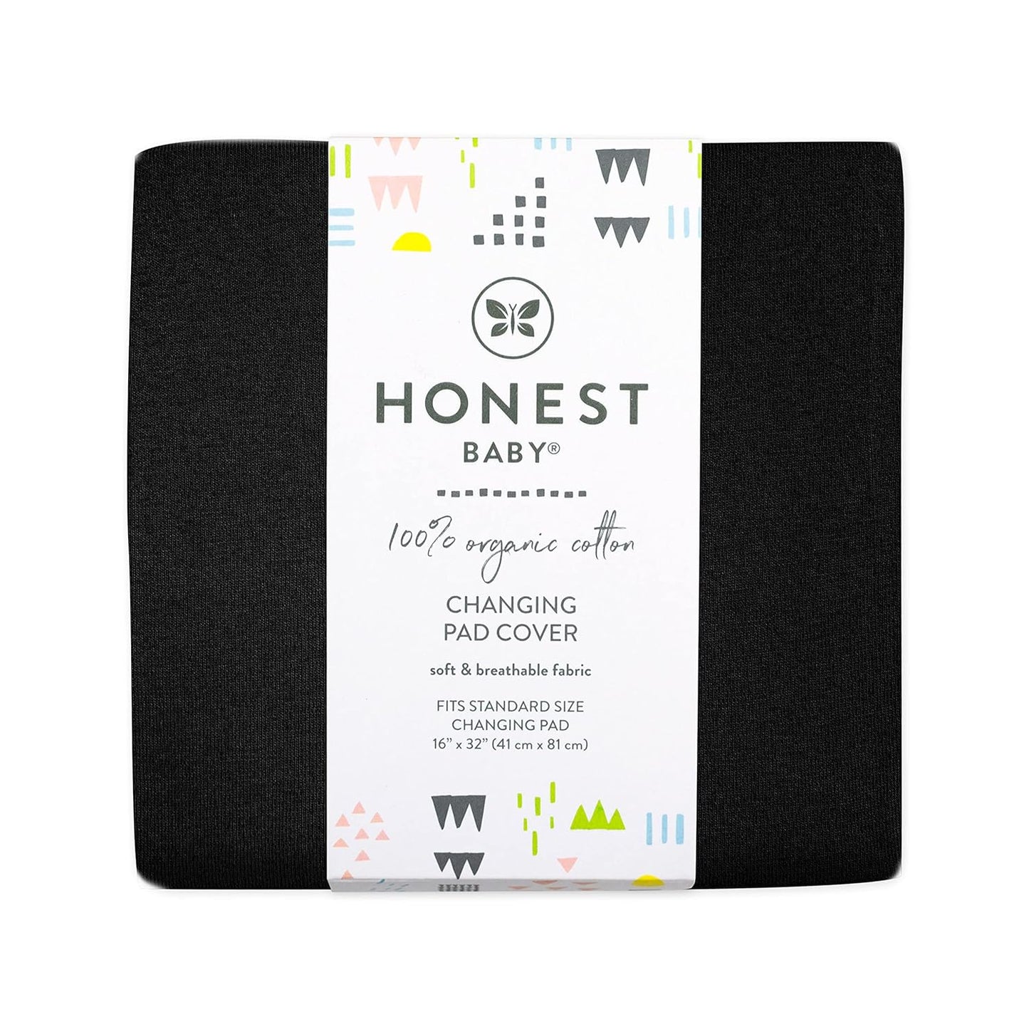HonestBaby Boys Organic Cotton Changing Pad Cover, Black, One Size